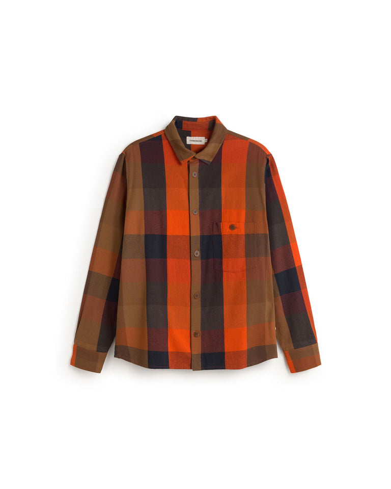 Camisa naranja cuadros Theo sostenible silueta - 1