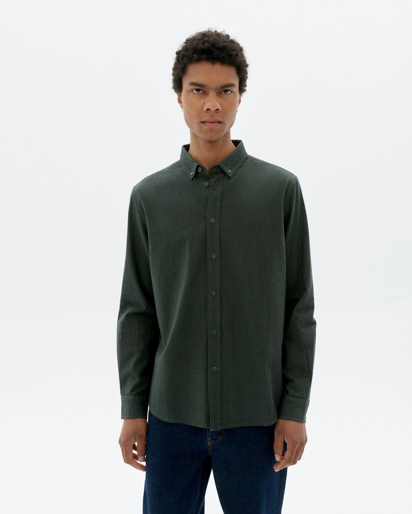 Camisa verde oscuro microchecks Ant sostenible - 1