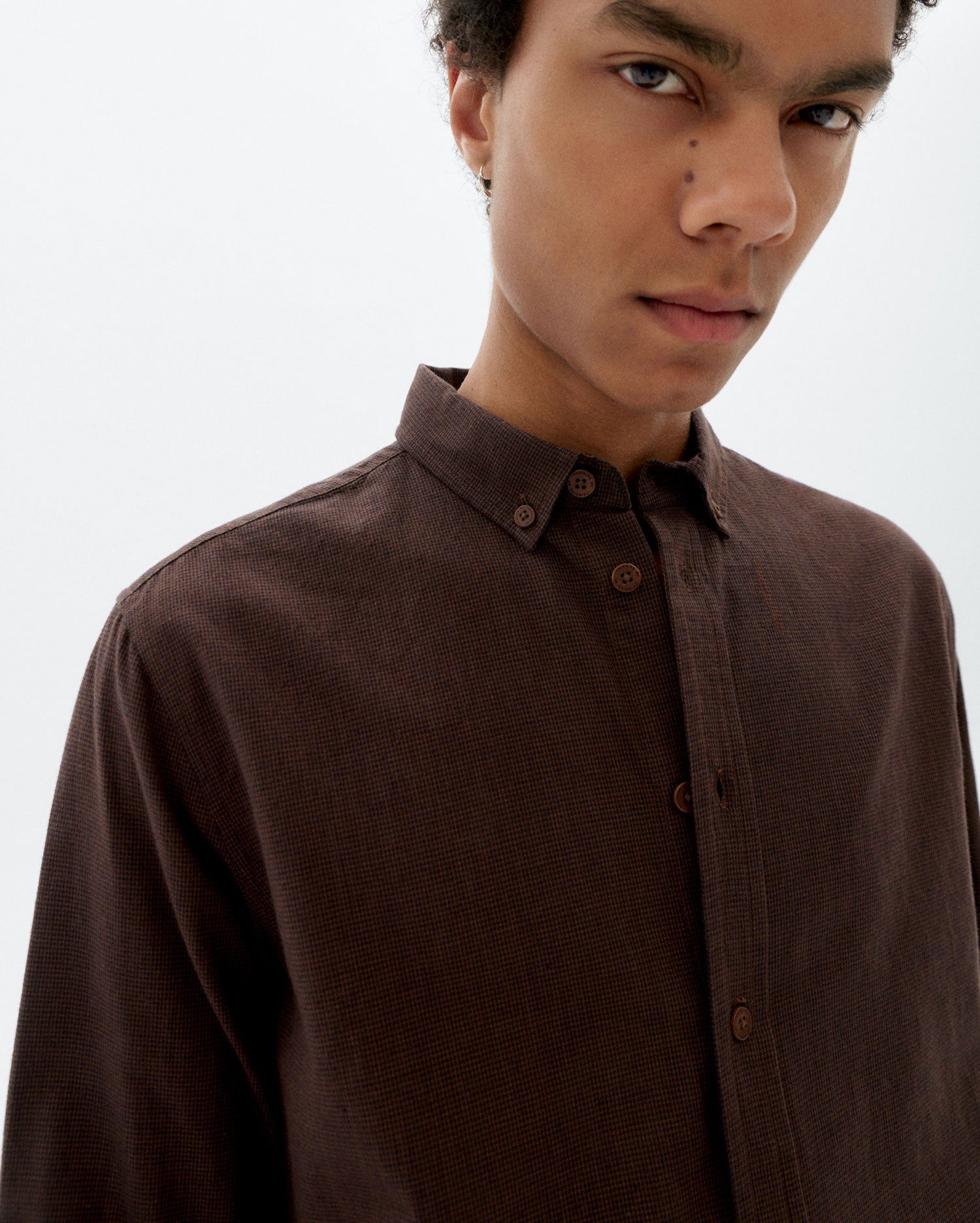 Camisa marrón microchecks Ant sostenible - 3
