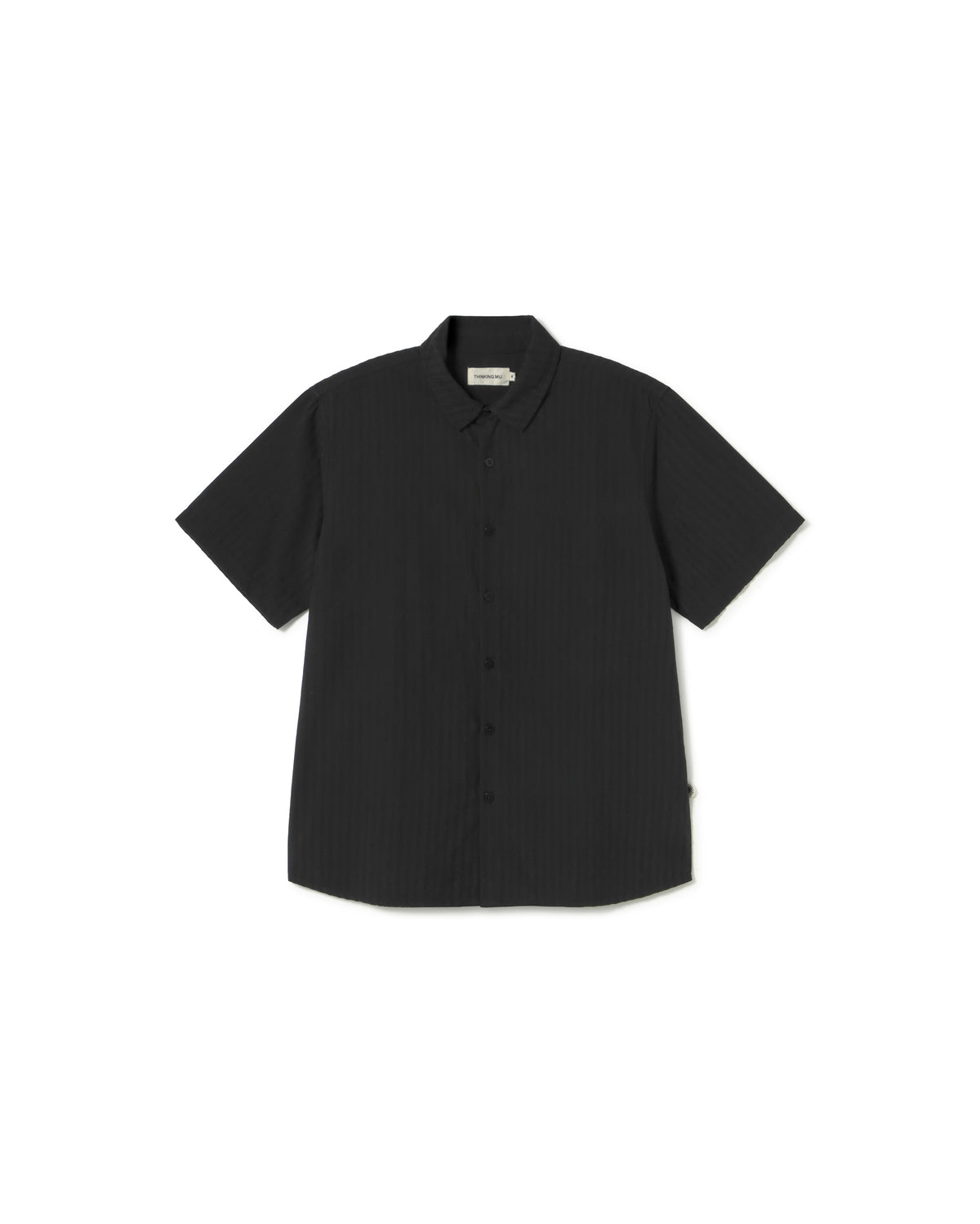 Camisa negra seersucker Tom sostenible - silueta 1