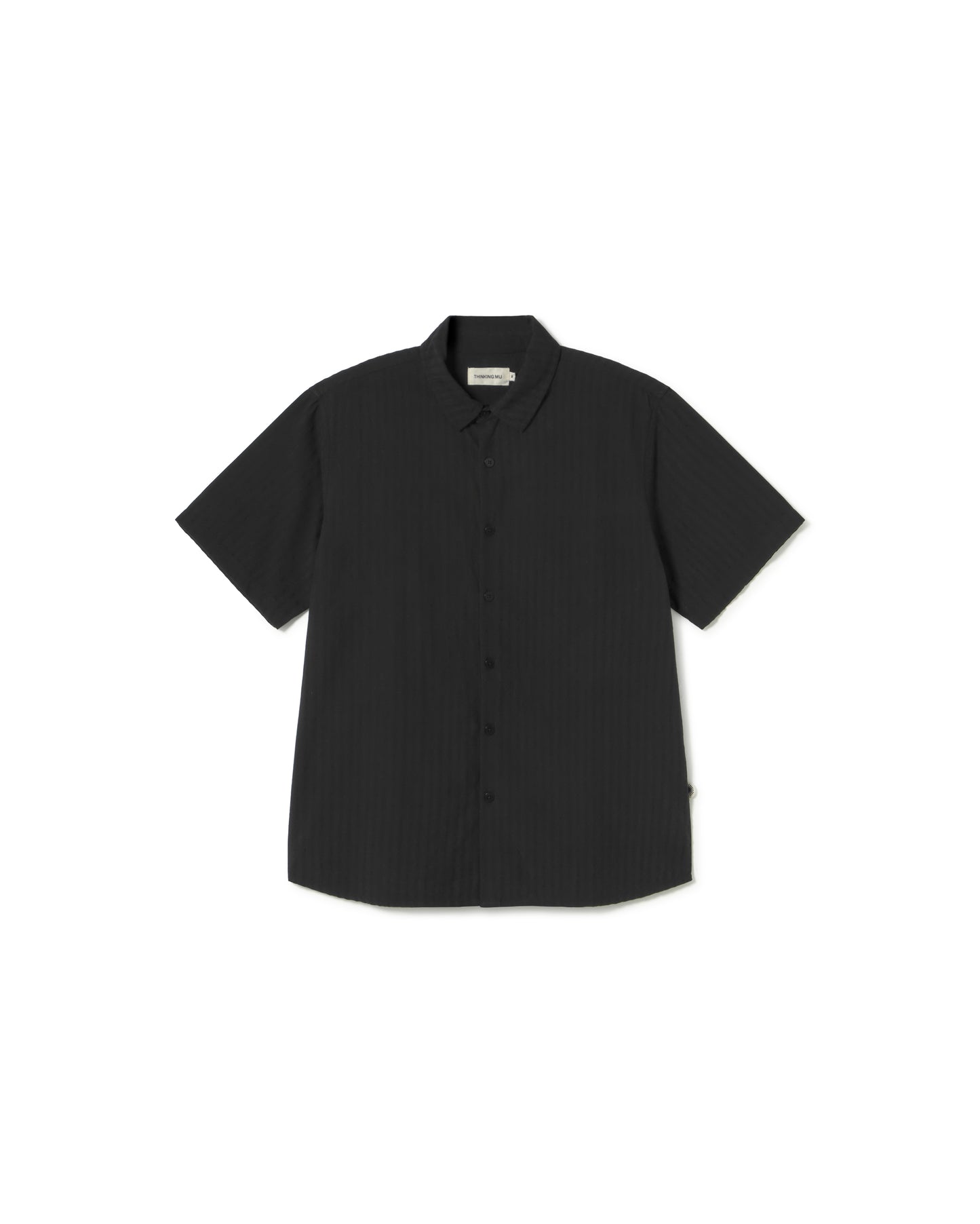 Camisa negra seersucker Tom sostenible - silueta 1