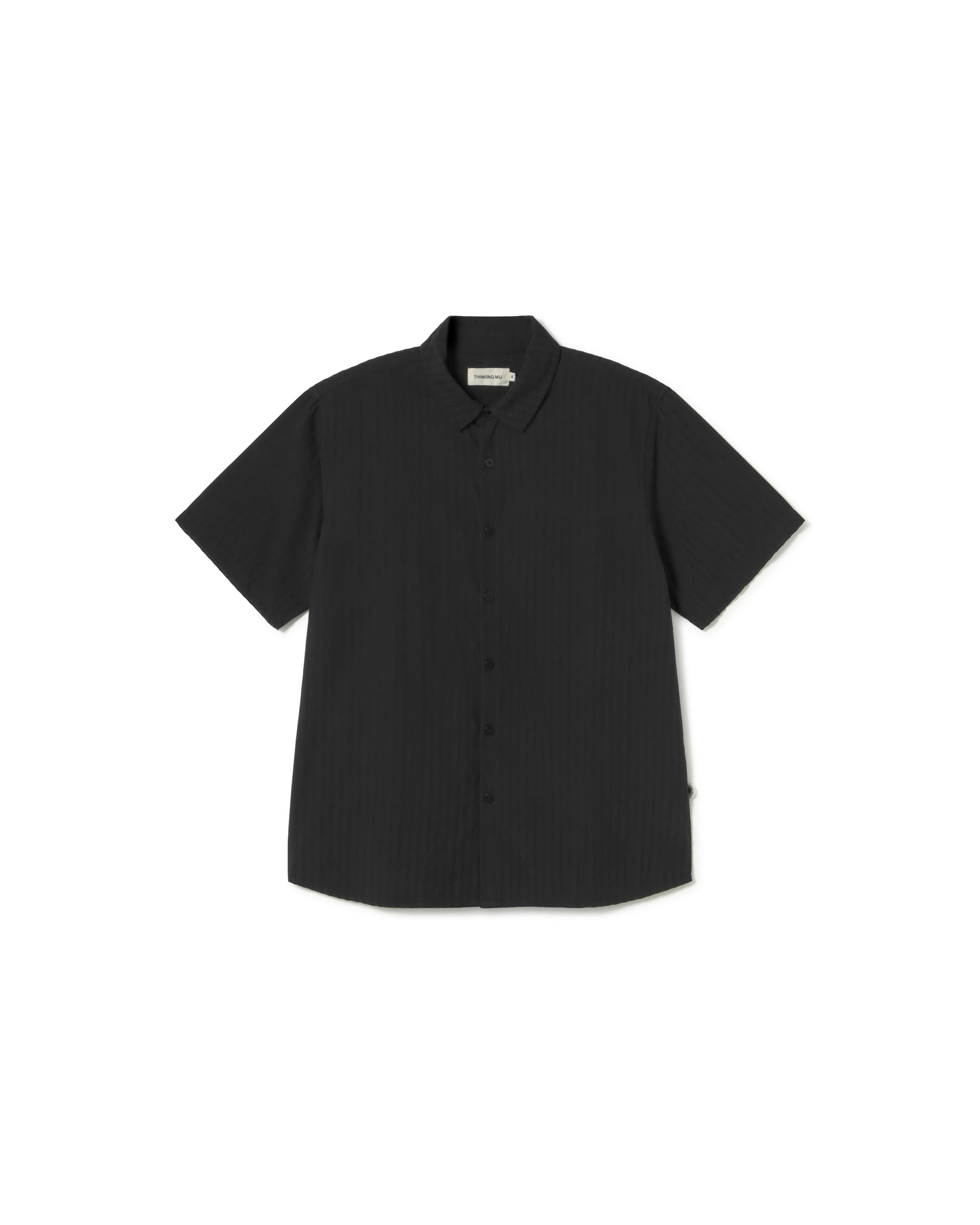 Camisa negra seersucker Tom sostenible - silueta 1