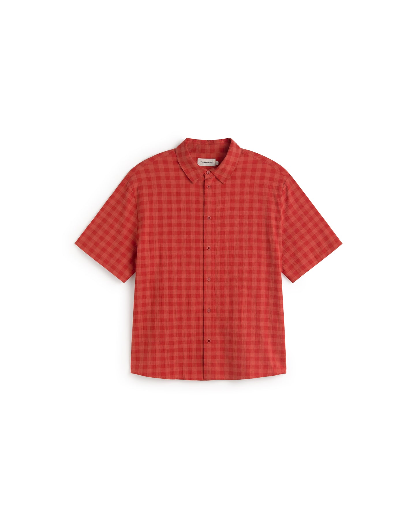 Camisa seersucker roja Paddy sostenible silueta - 1