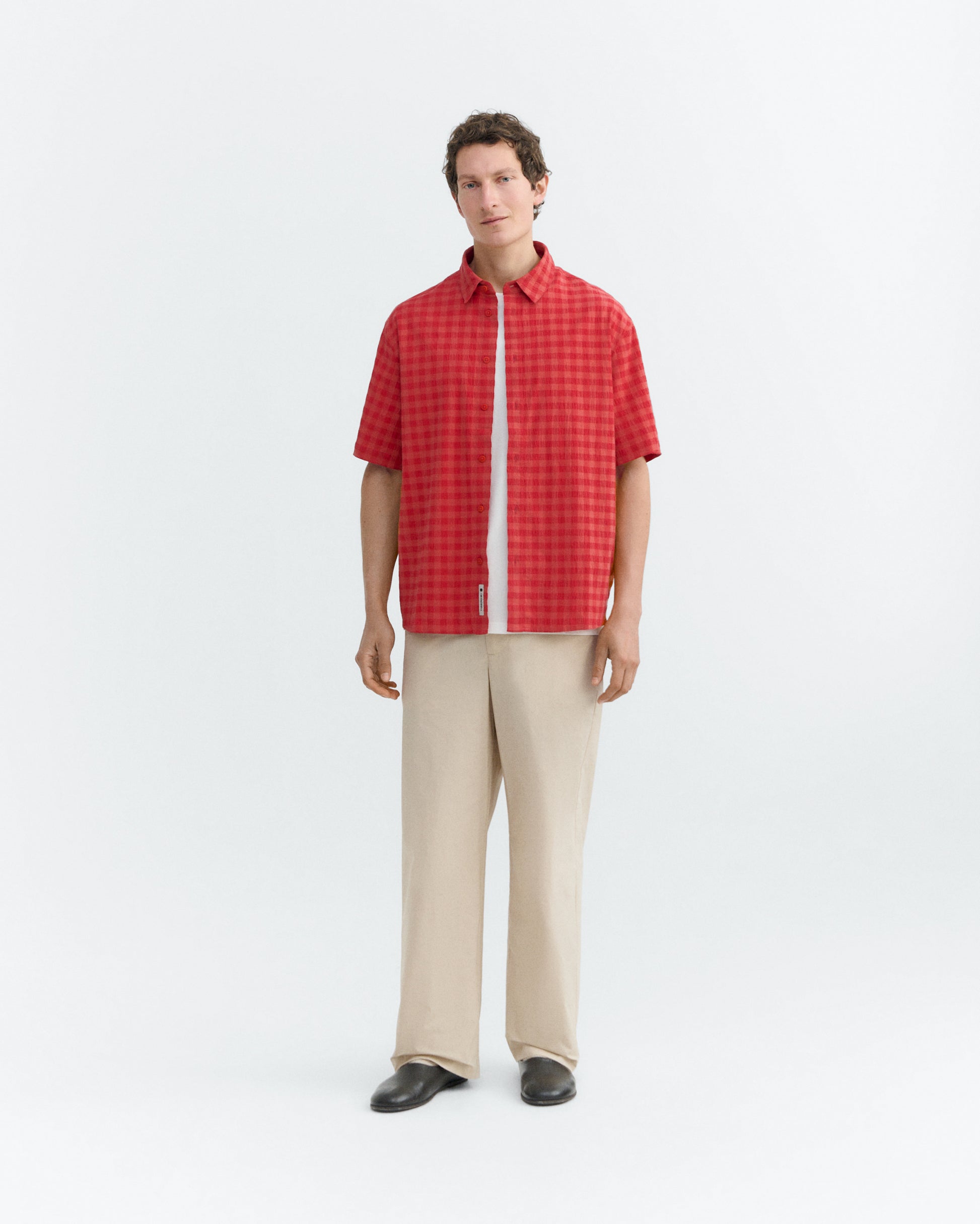 Camisa seersucker roja Paddy sostenible - 1