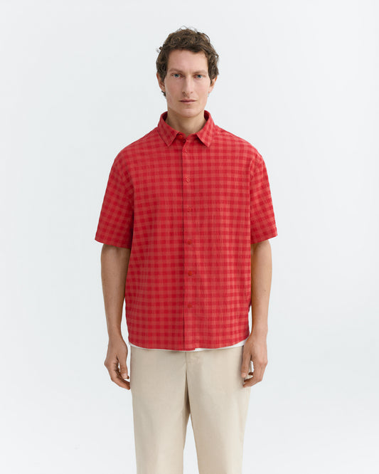 Camisa seersucker roja Paddy sostenible - 2