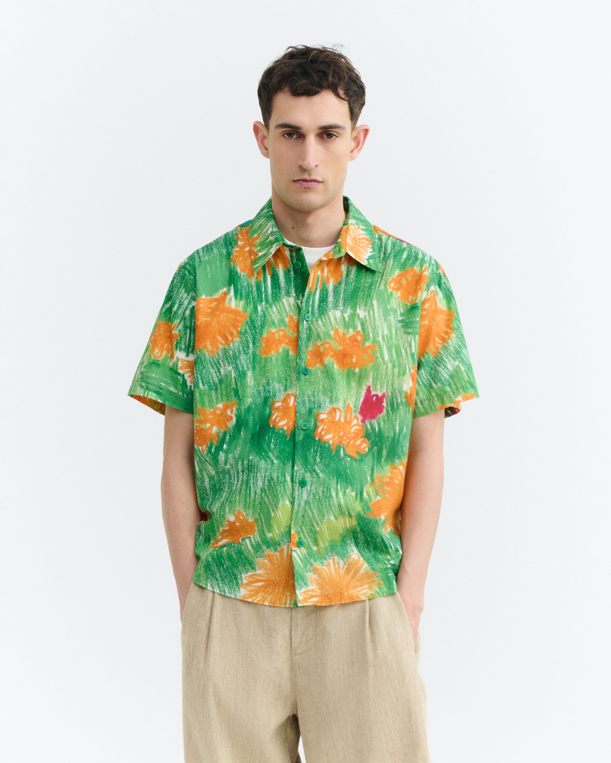 【メッシです】ENFOLD FLOWER SHIRT Crayon Paddy Flower Shirt | Thinking Mu