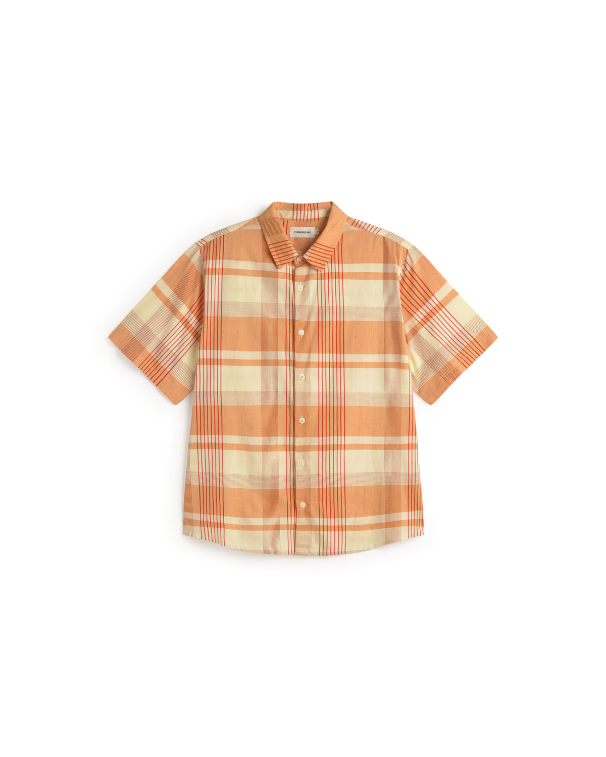 Camisa cuadros naranja Tom sostenible silueta - 1