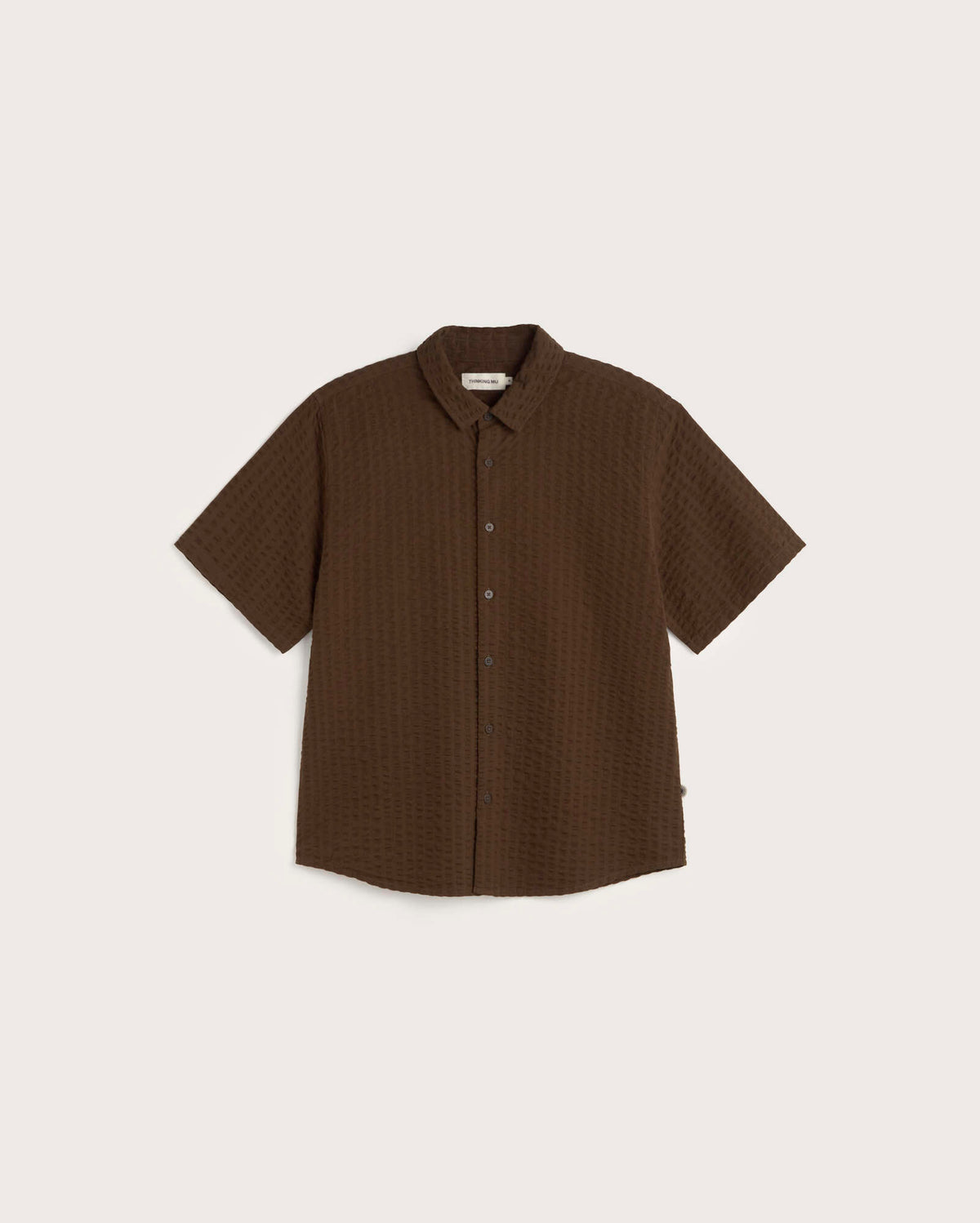 Camisa seersucker marrón Tom sostenible silueta - 1