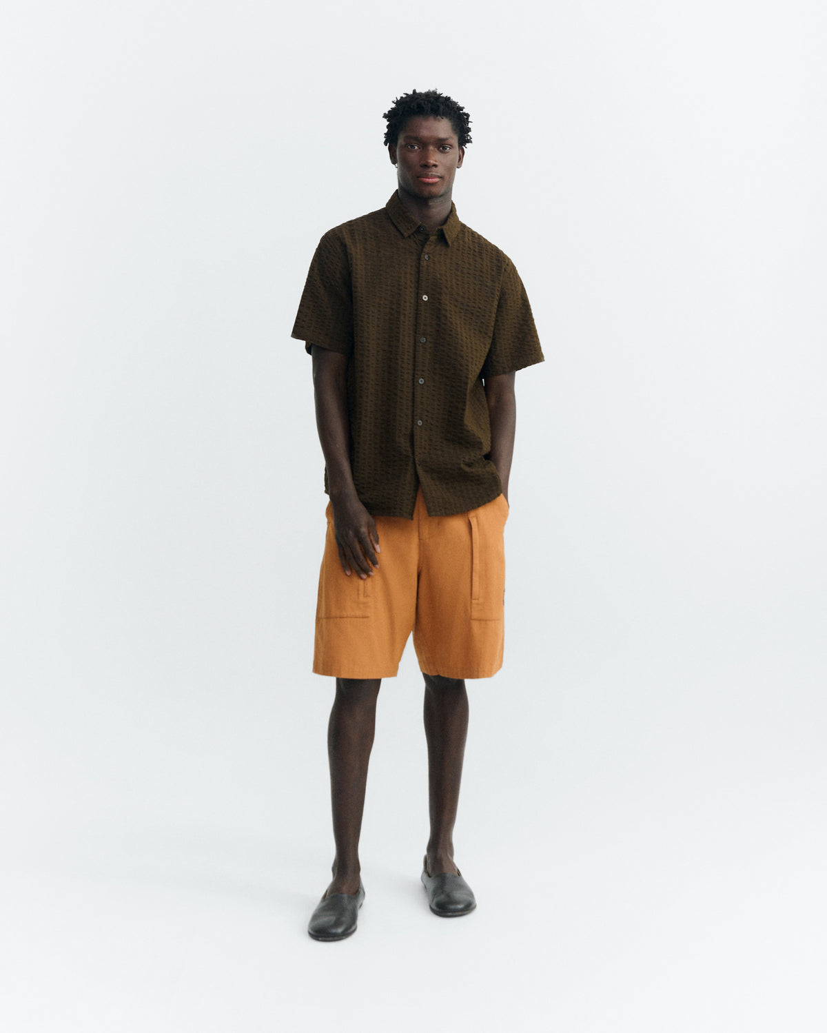 Camisa seersucker marrón Tom sostenible - 1