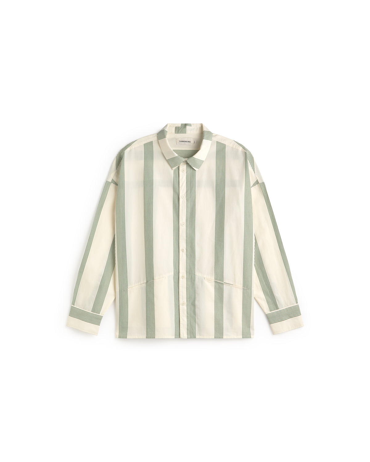 Camisa popelin rayas verde Jim sostenible silueta - 1