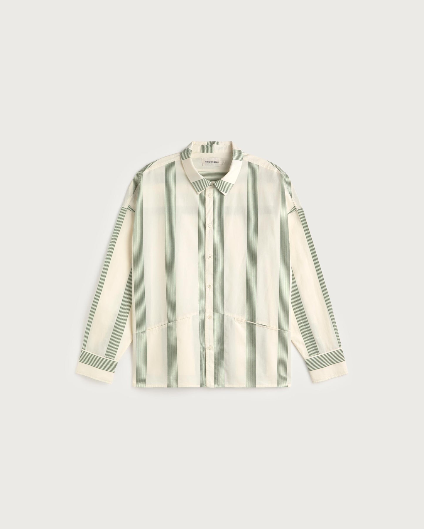 Camisa popelin rayas verde Jim sostenible silueta - 1