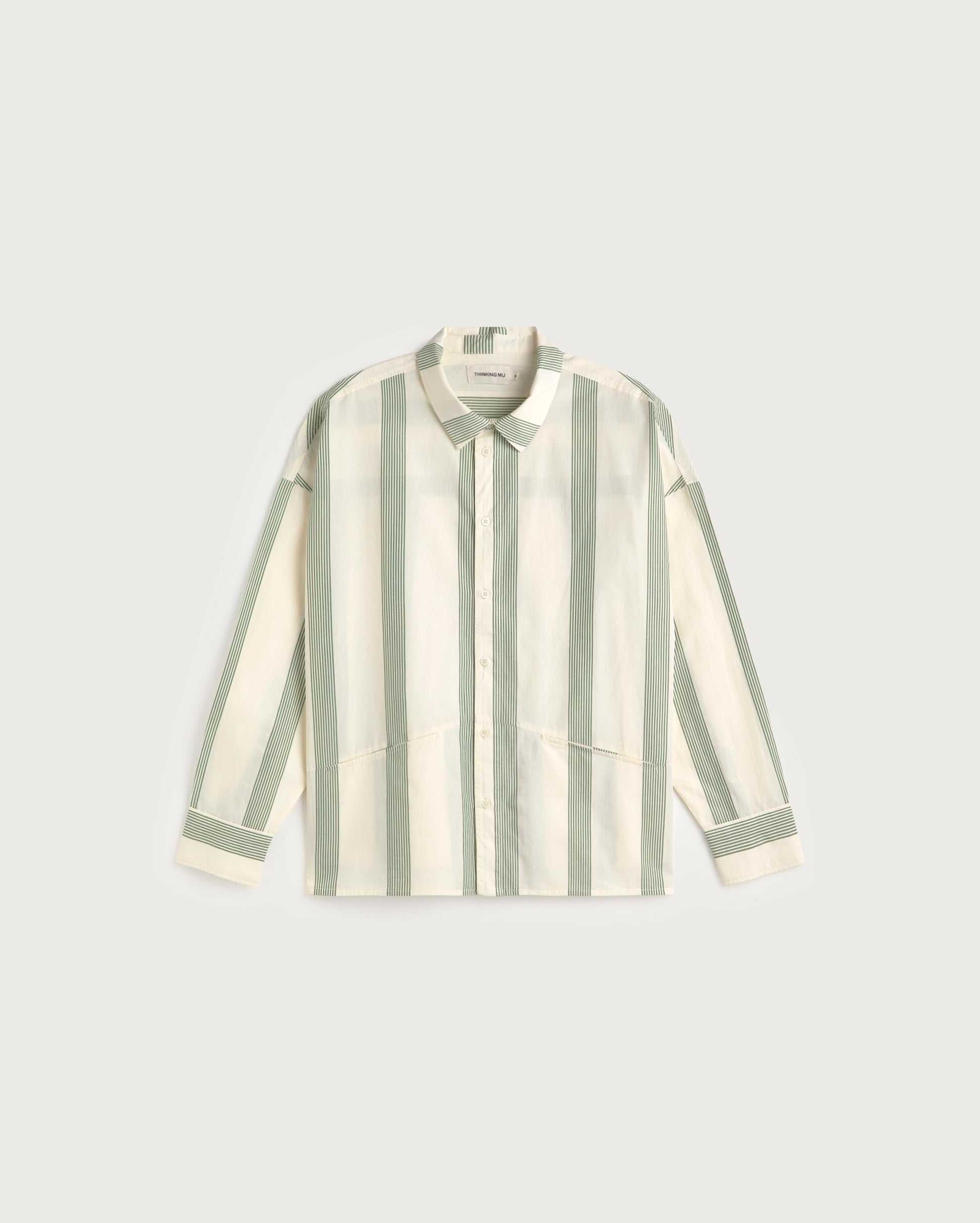 Camisa popelin rayas verde Jim sostenible silueta - 1