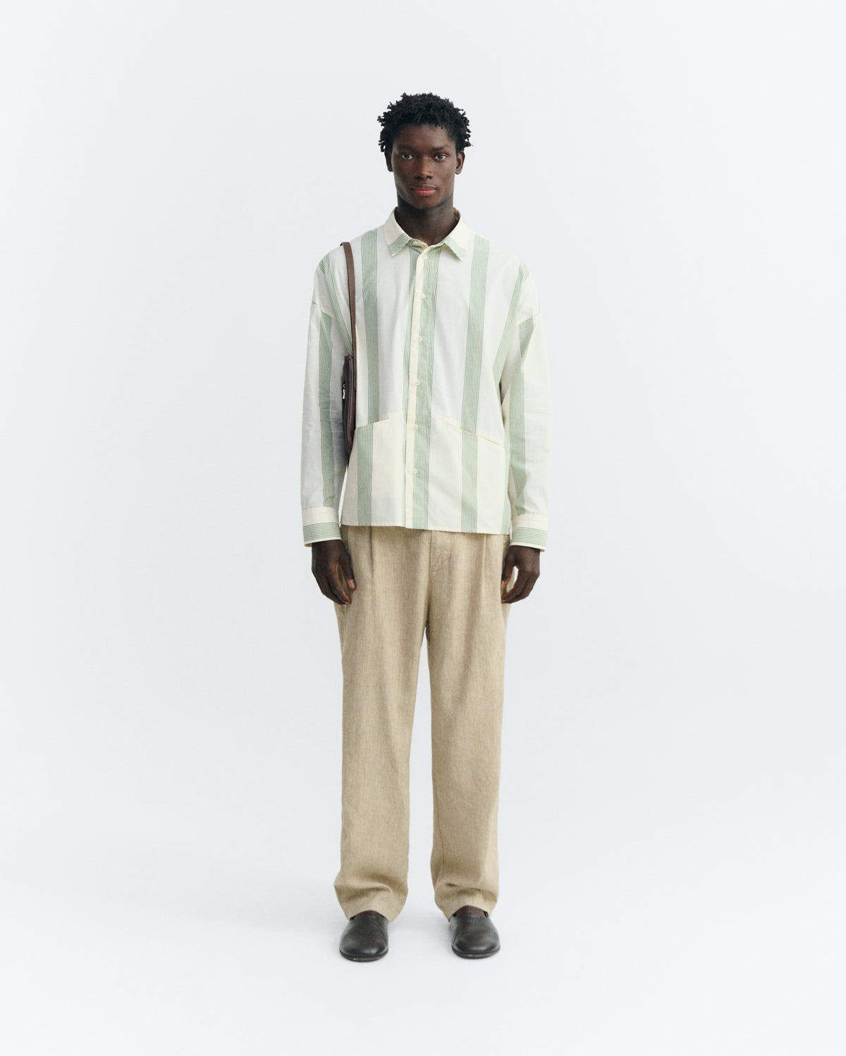 Camisa popelin rayas verde Jim sostenible - 1