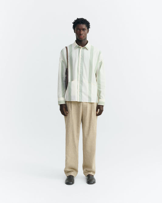 Camisa popelin rayas verde Jim sostenible - 1
