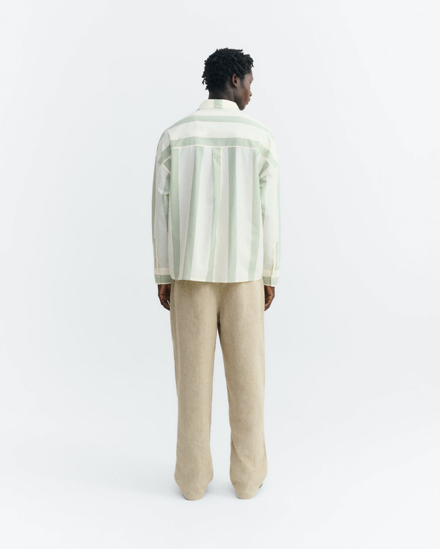 Camisa popelin rayas verde Jim sostenible - 4