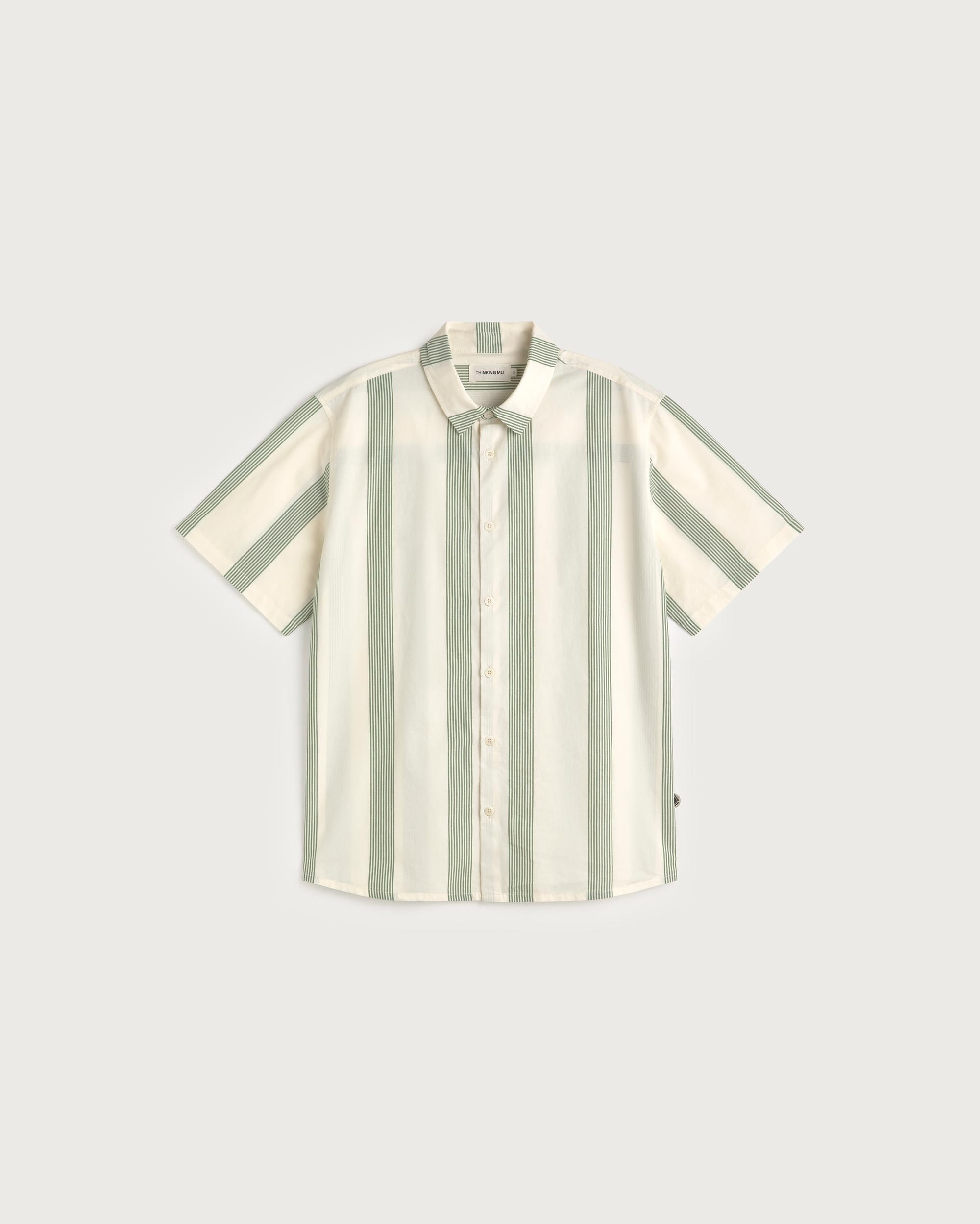 Camisa popelin rayas verde Tom sostenible silueta - 1