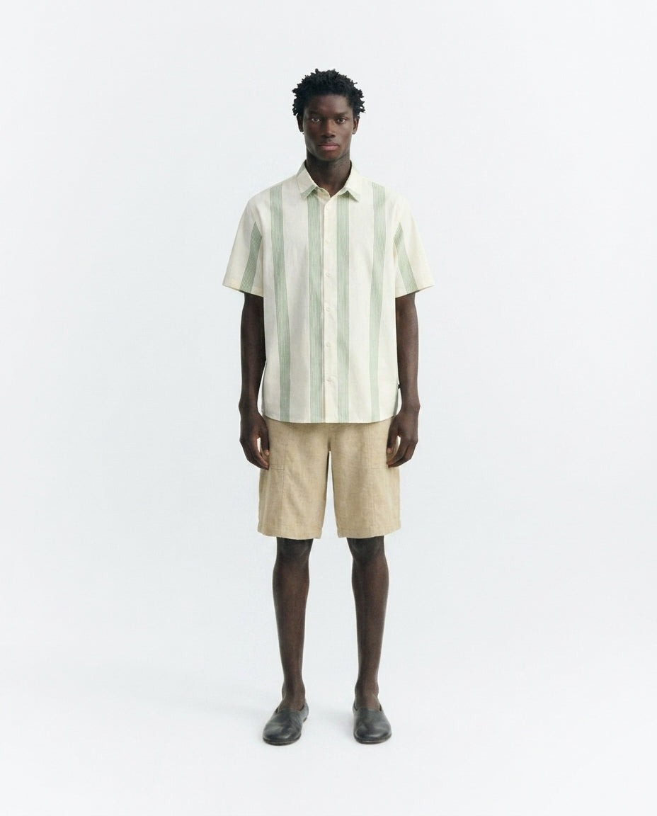 Camisa popelin rayas verde Tom sostenible - 1