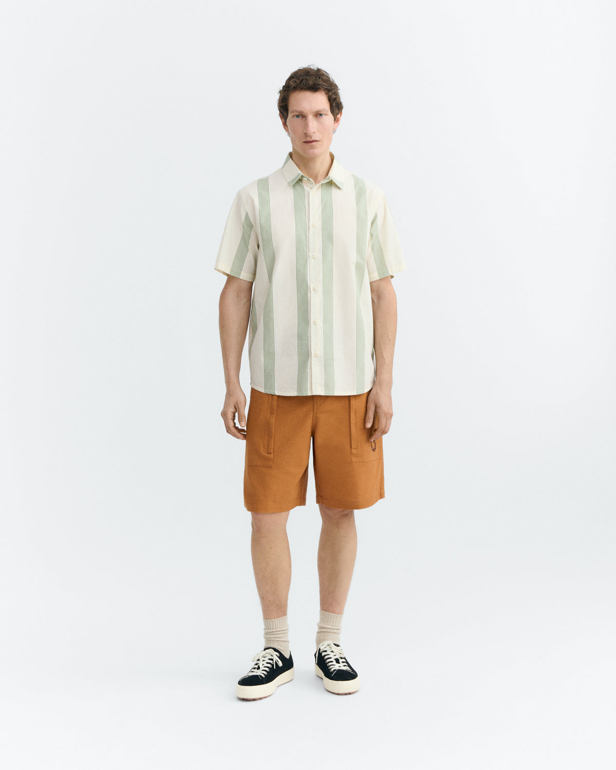 Camisa popelin rayas verde Tom sostenible - 1