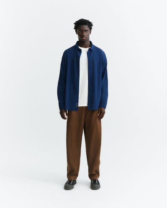 Camisa oversize seersucker azul Haru sostenible - 1