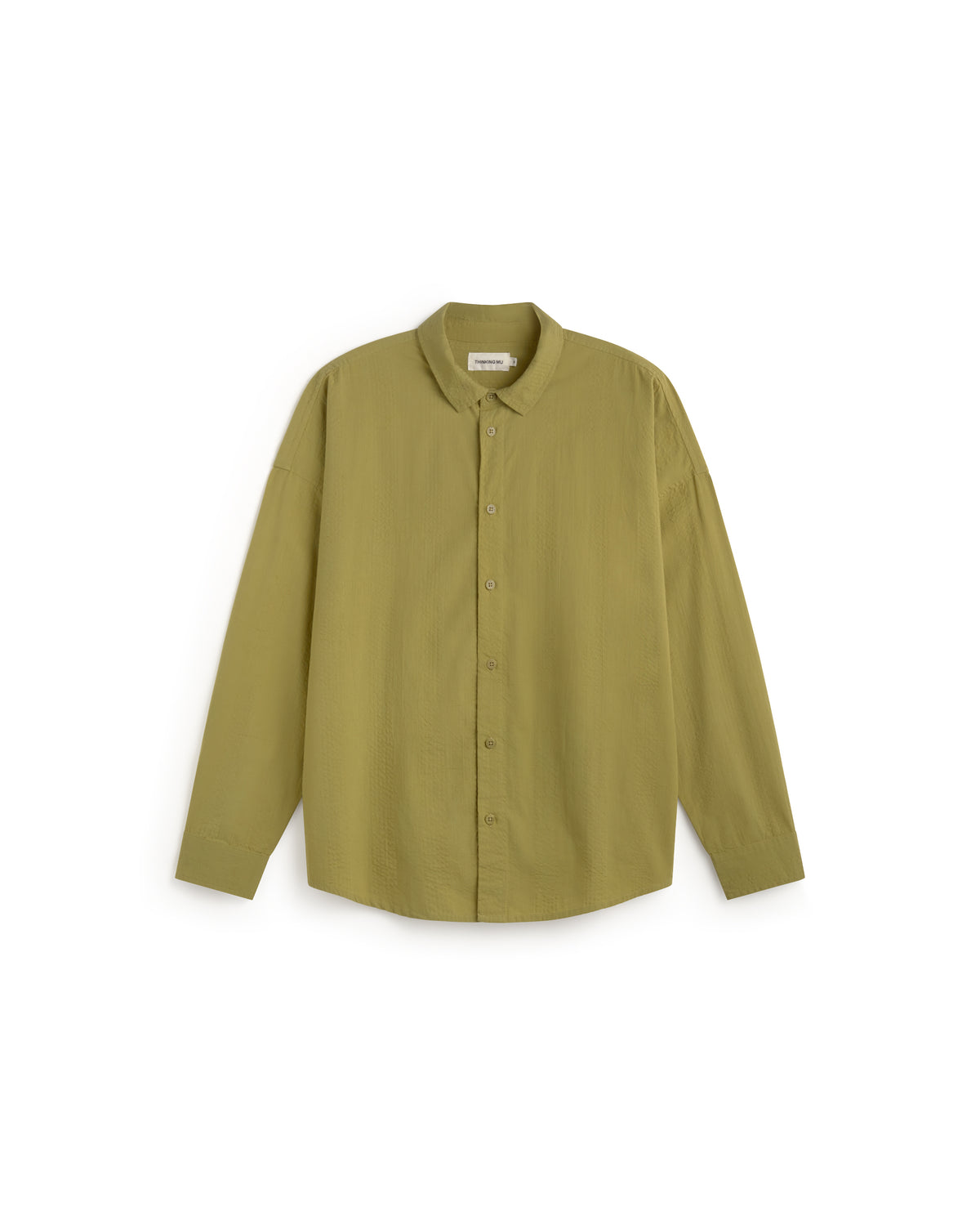 Camisa oversize seersucker verde Haru sostenible silueta - 1