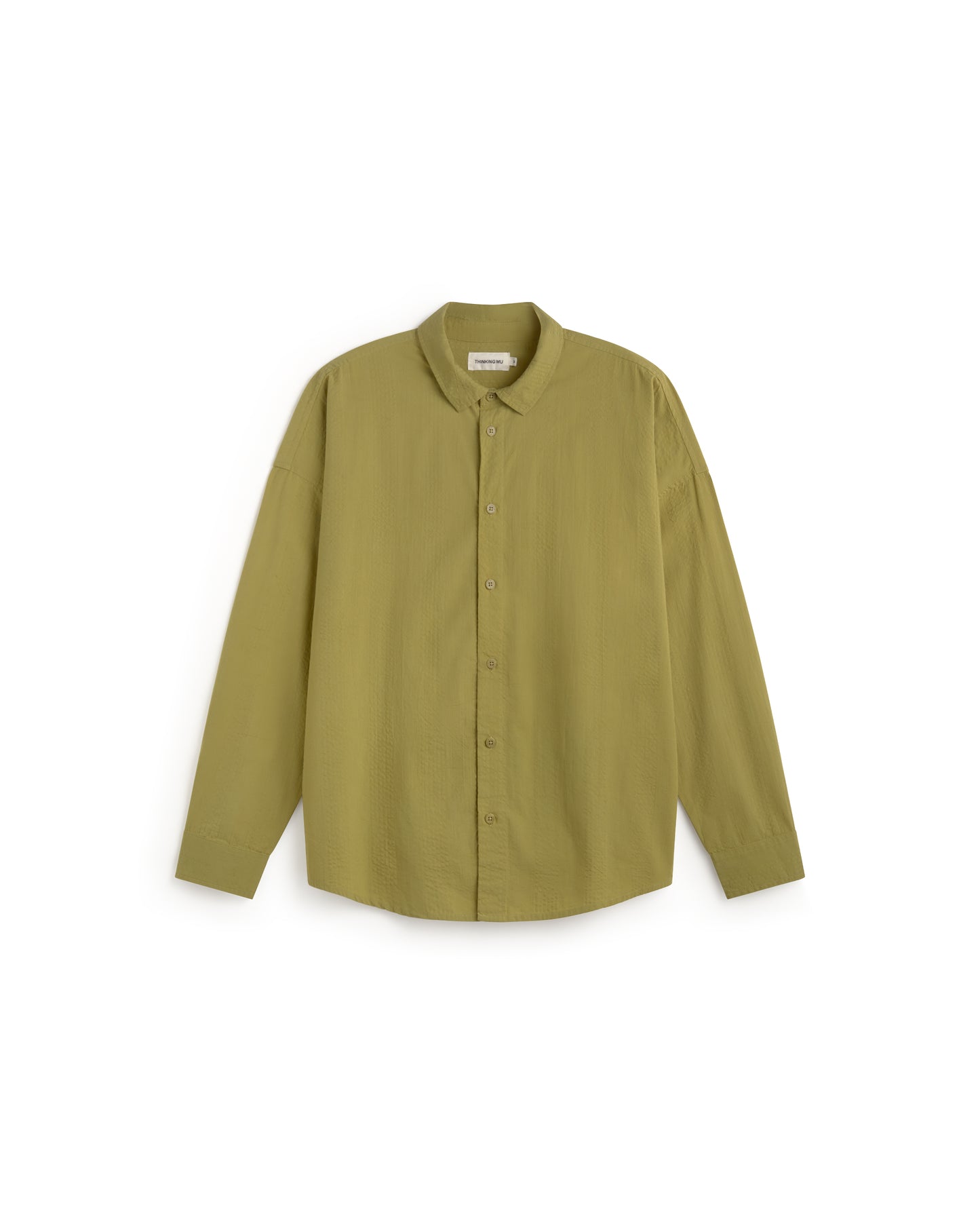 Camisa oversize seersucker verde Haru sostenible silueta - 1