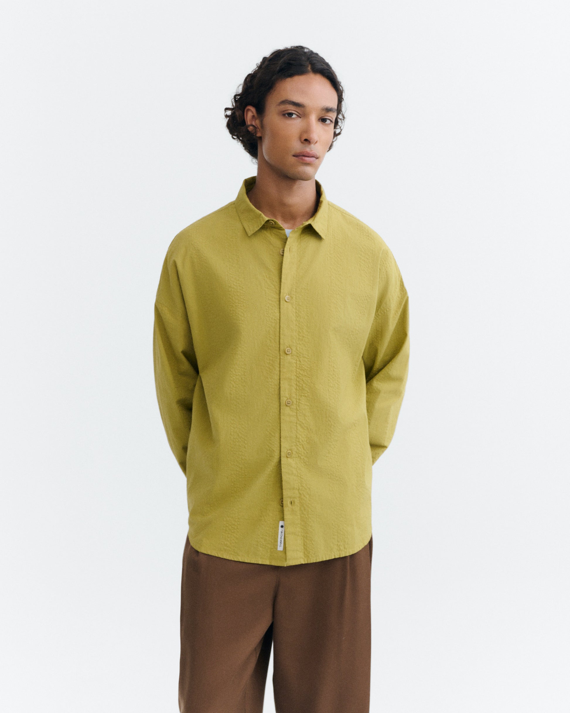 Camisa oversize seersucker verde Haru sostenible - 2