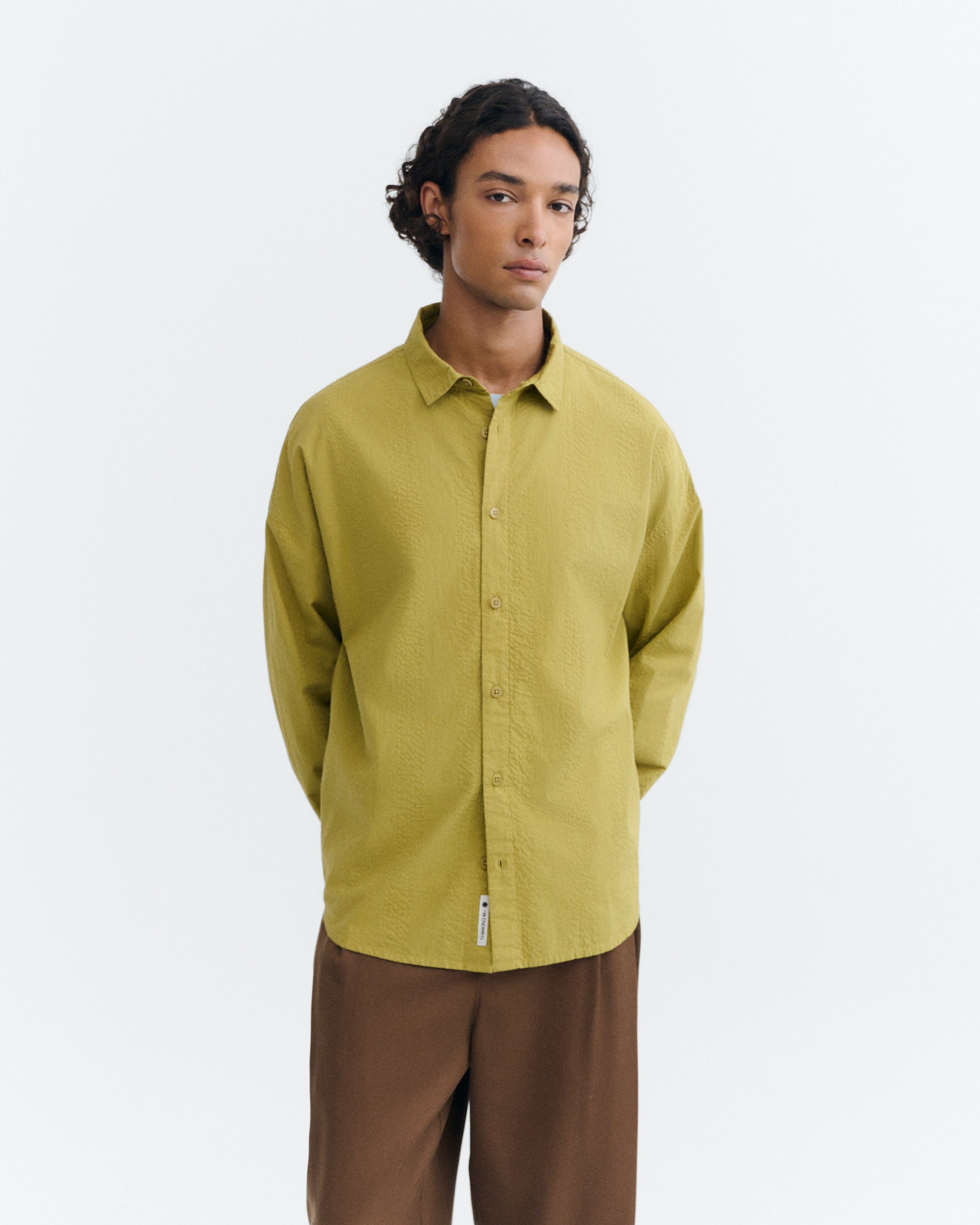 Camisa oversize seersucker verde Haru sostenible - 2
