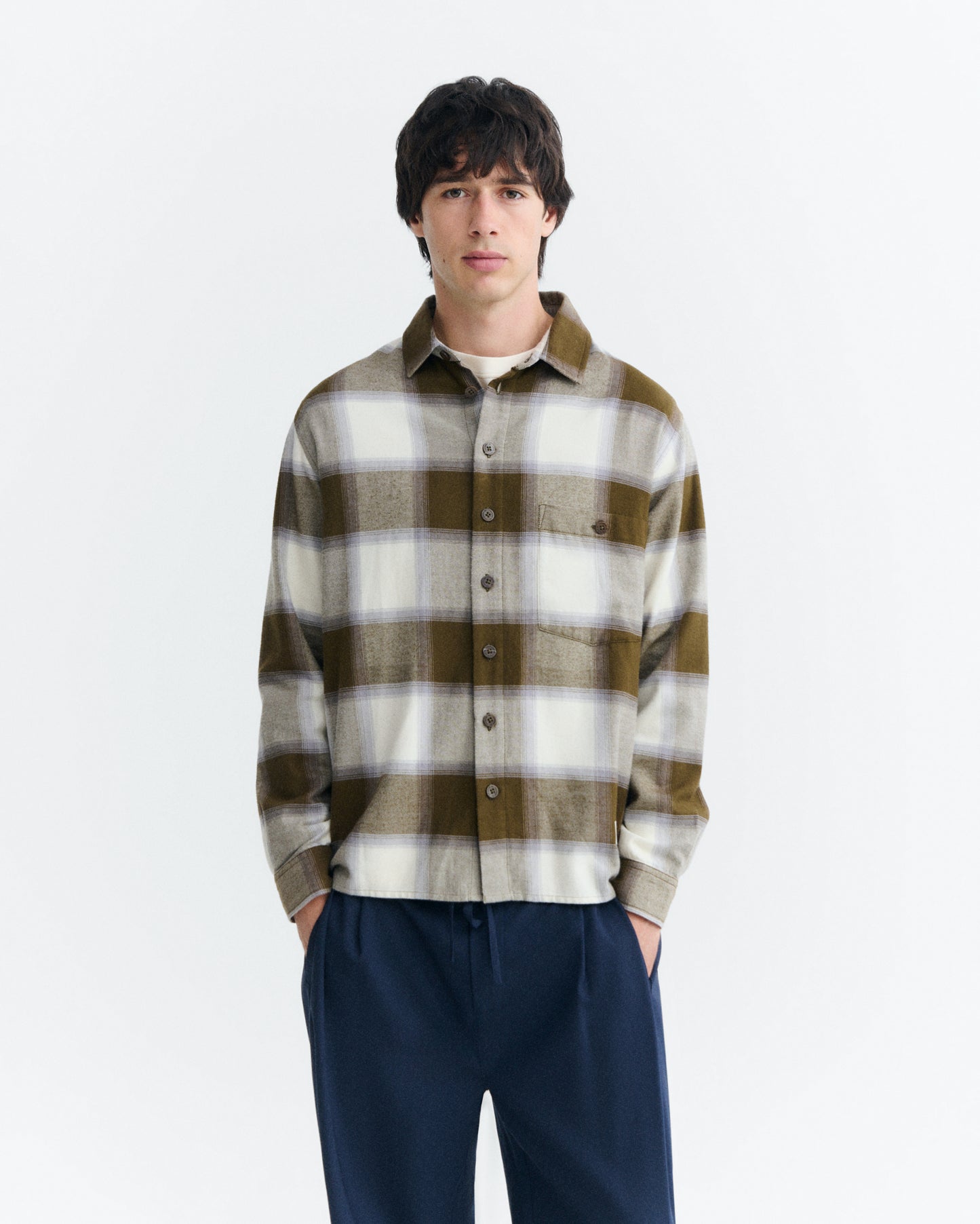Sobrecamisa cuadros verde ashe Theo sostenible - 2