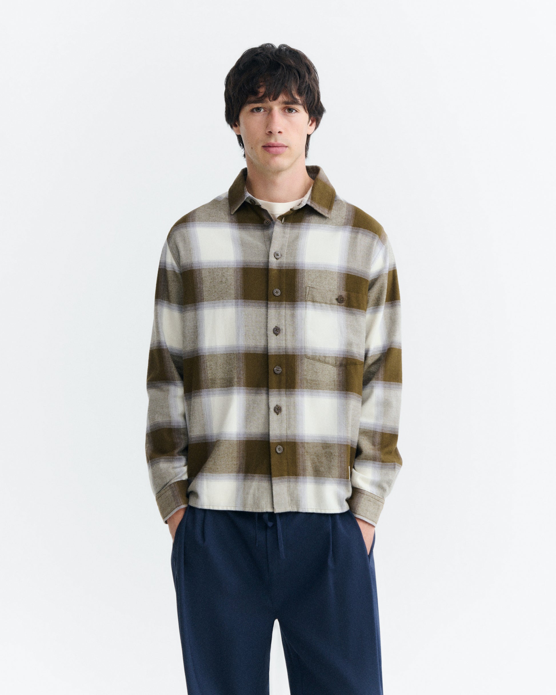 Sobrecamisa cuadros verde ashe Theo sostenible - 2