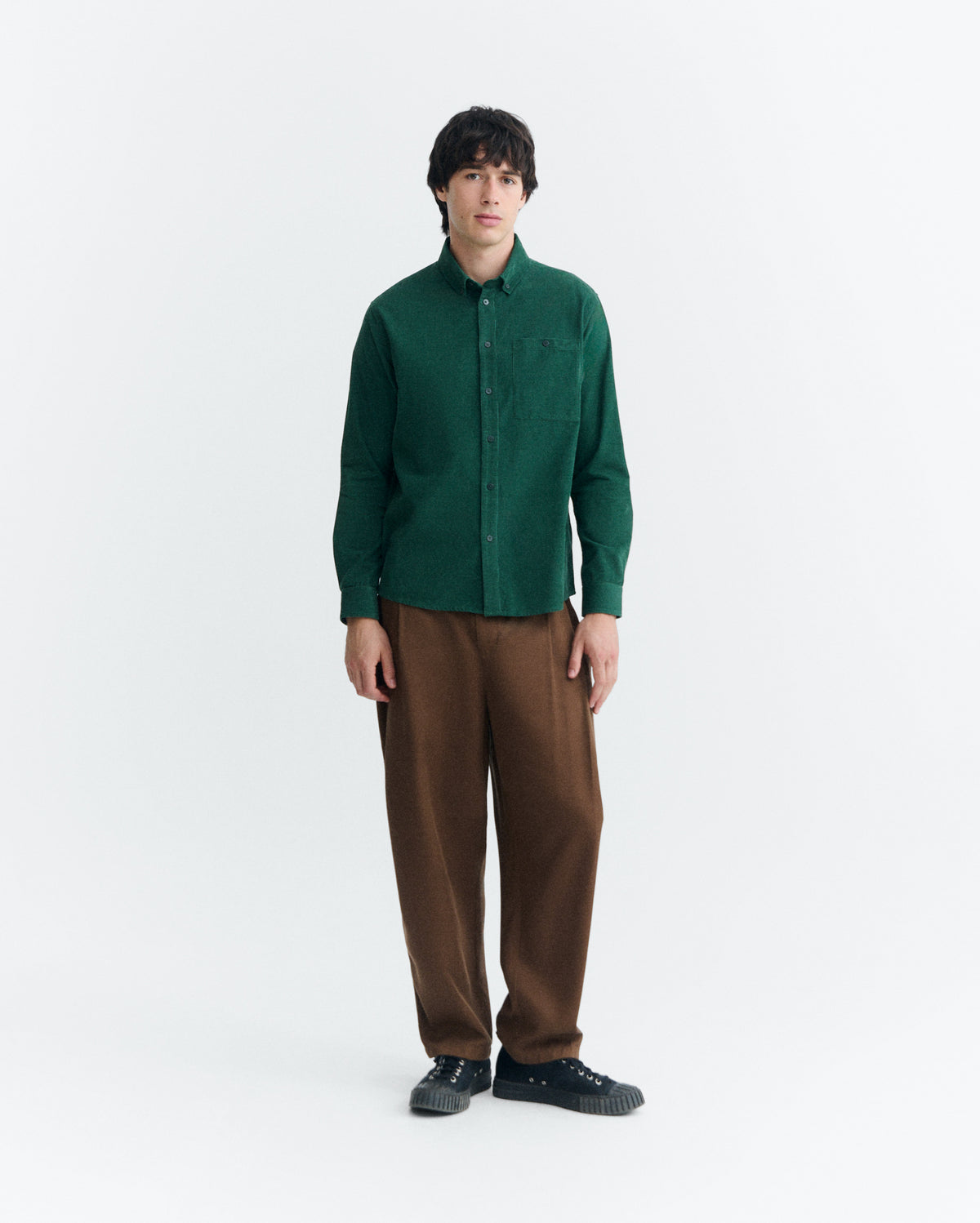 Camisa micro pana verde oscuro Anto sostenible - 1