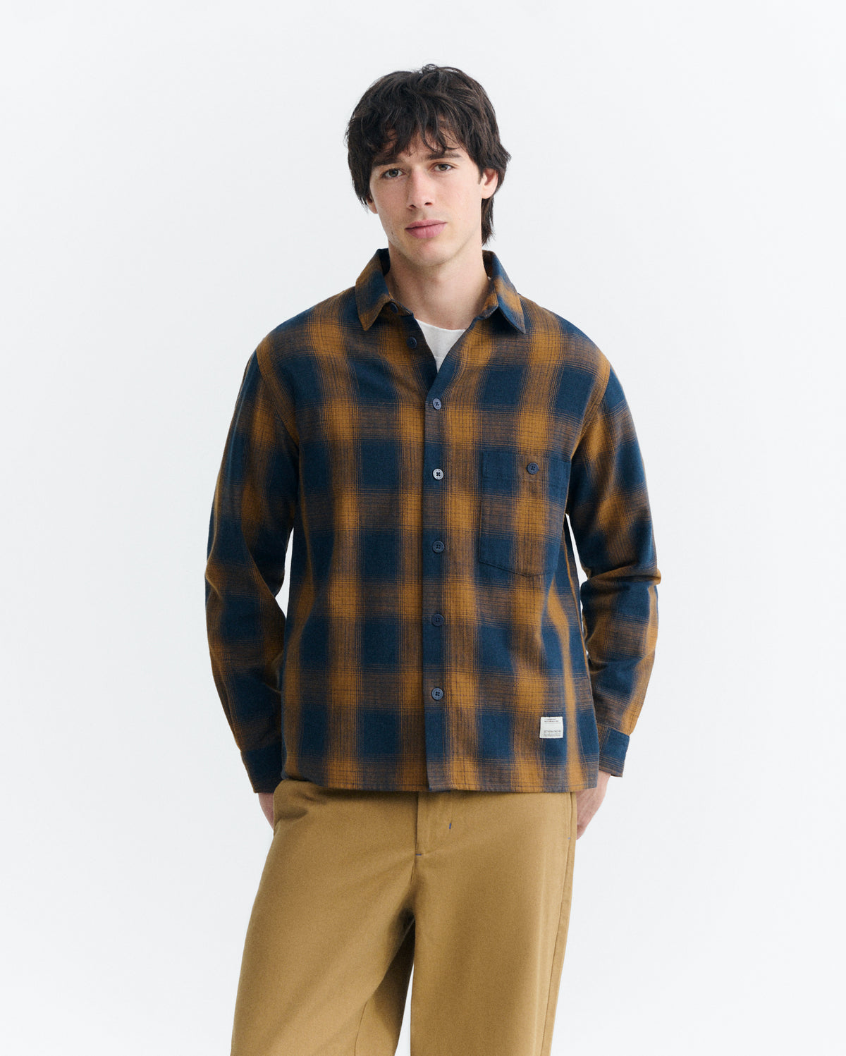 Sobrecamisa cuadros navy Theo sostenible - 2