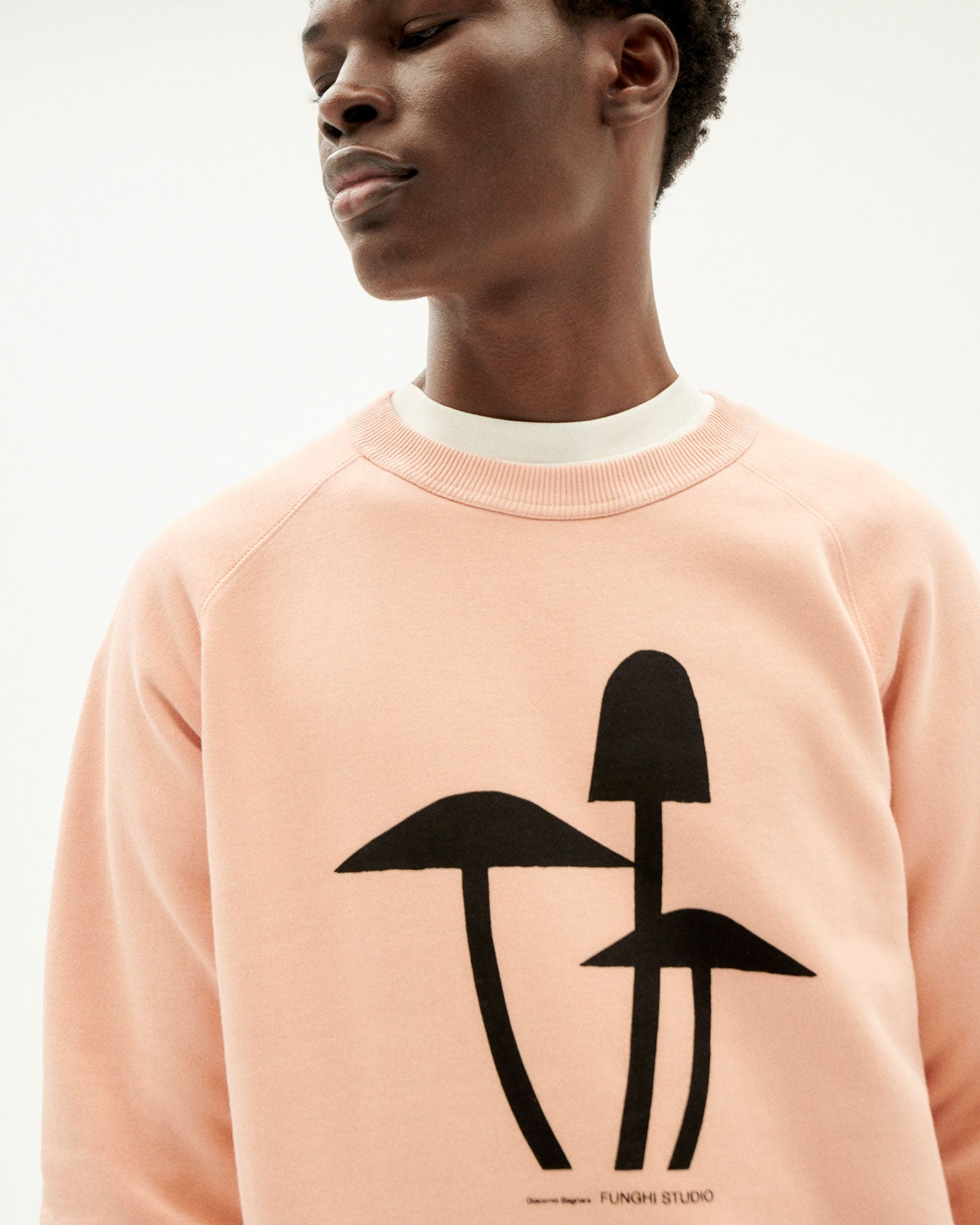 Pink sweatshirt Funghi 3 organic cotton man | Thinking MU