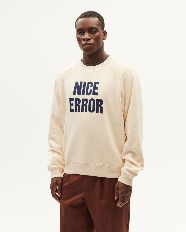 White sweatshirt Nice error Pepe sustainable man Thinking Mu