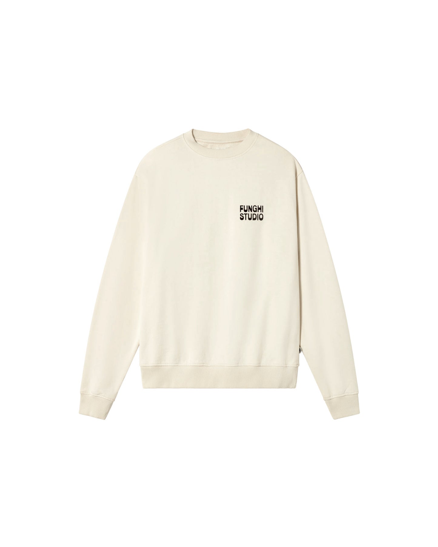 Sudadera blanca funghi Leon sostenible - silueta 1