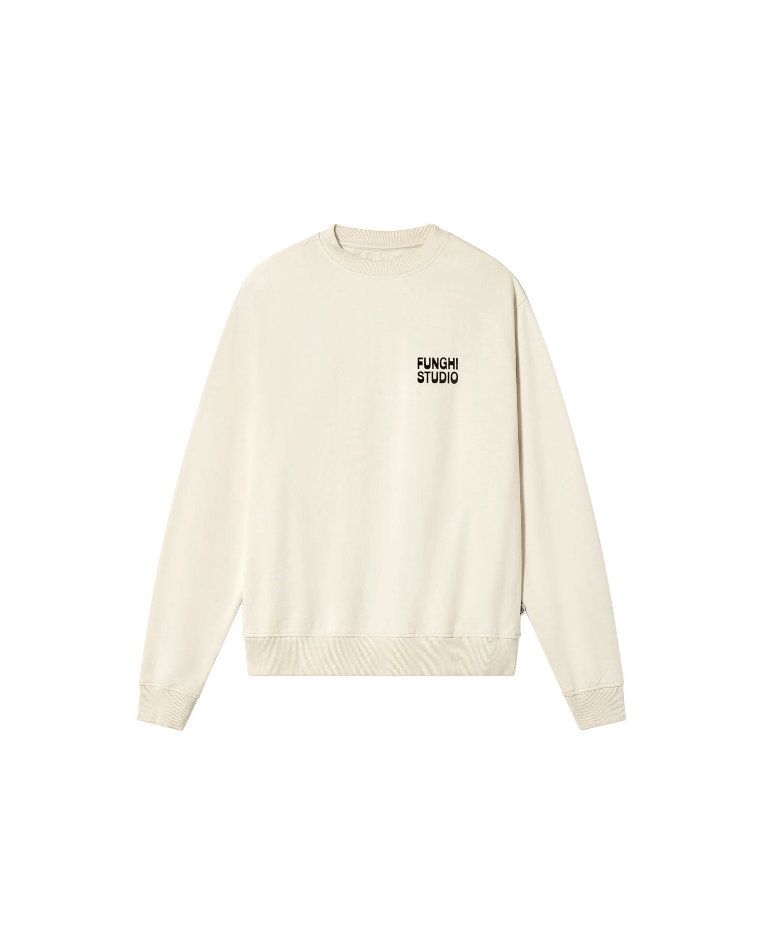 Sudadera blanca funghi Leon sostenible - silueta 1