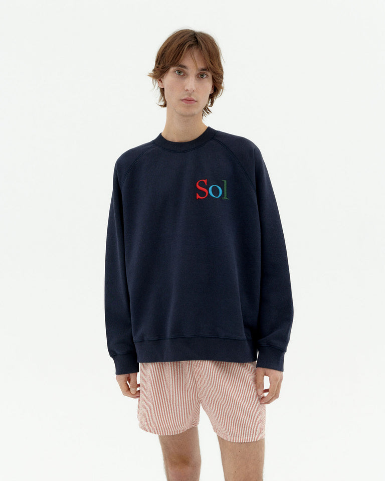 Sudadera navy sol type Pepe sostenible-1