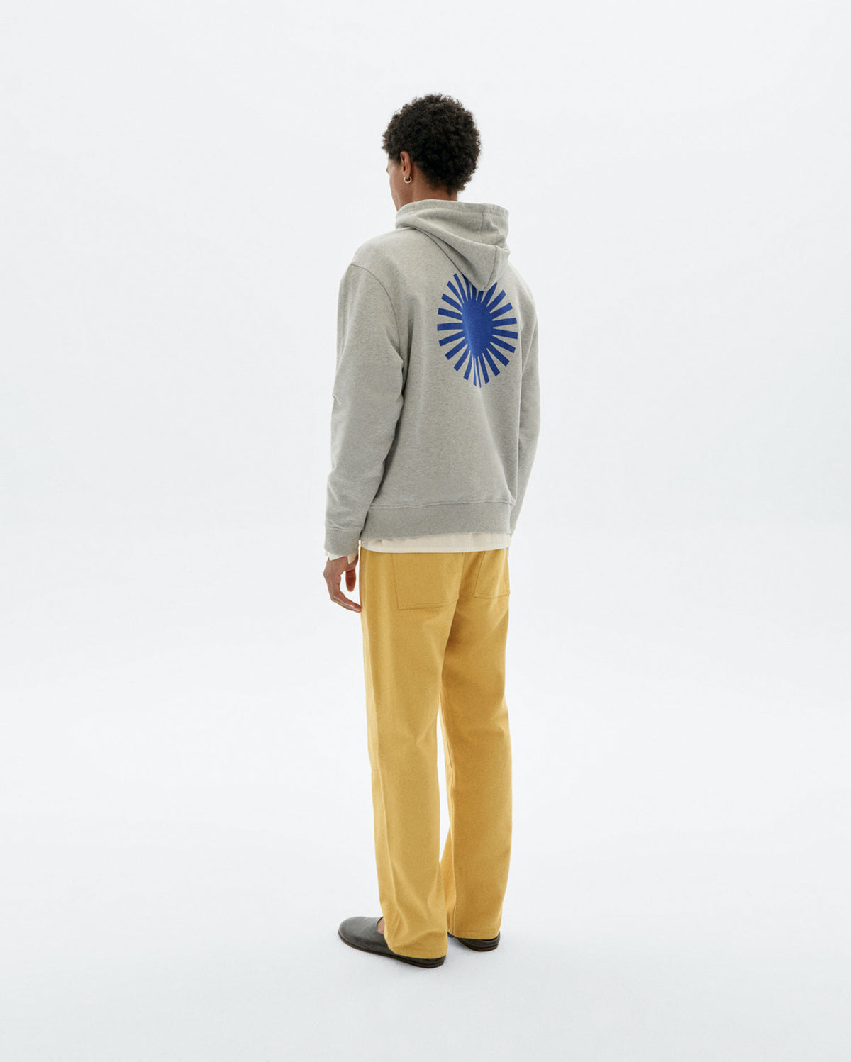 Hoodie gris sol espalda azul Simon sostenible - 4