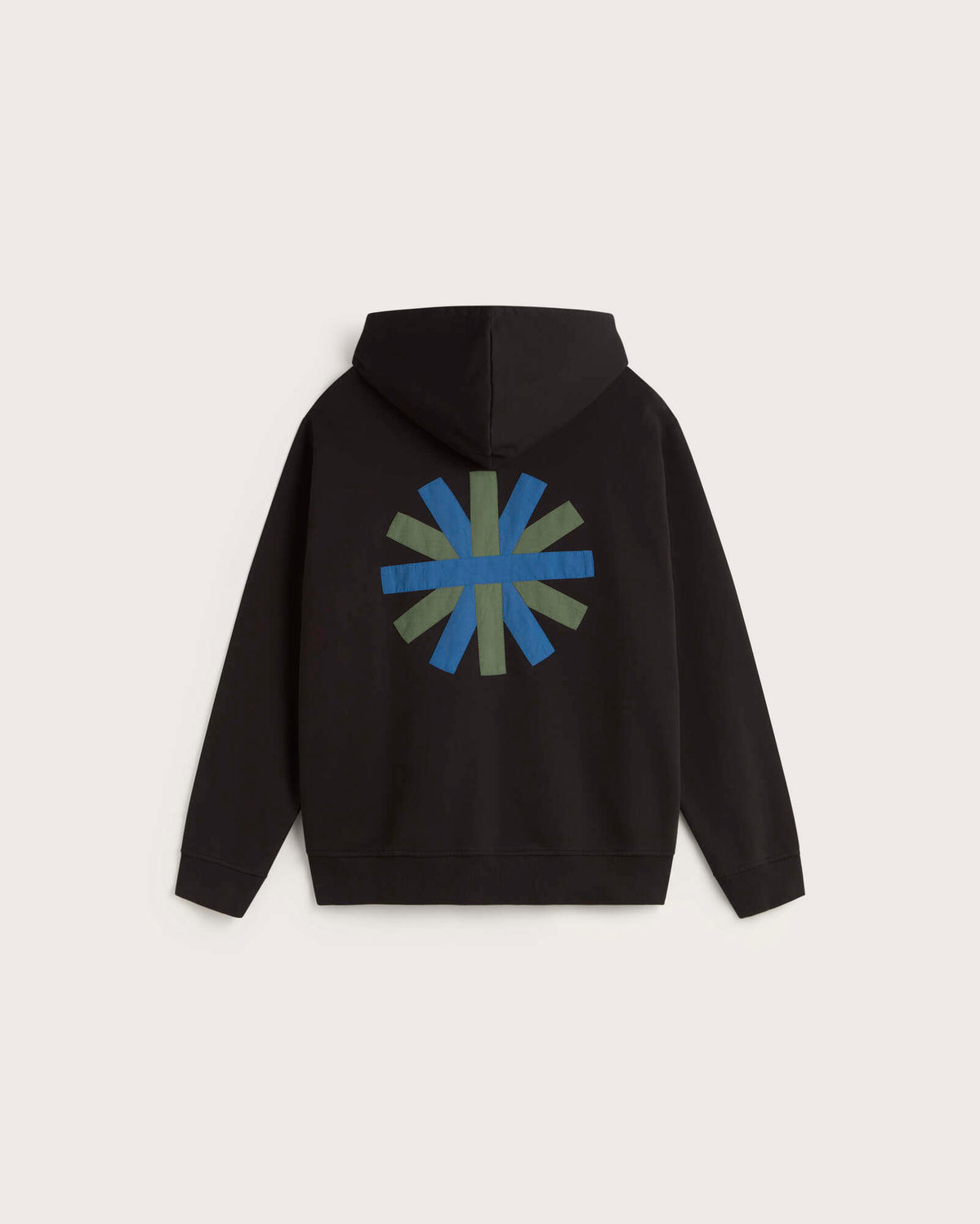 Sudadera negra patched sol espalda Simon sostenible silueta - 3