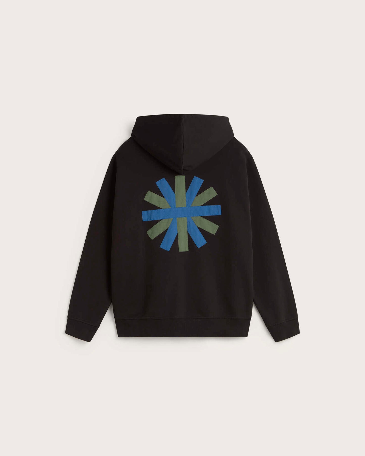 Sudadera negra patched sol espalda Simon sostenible silueta - 3