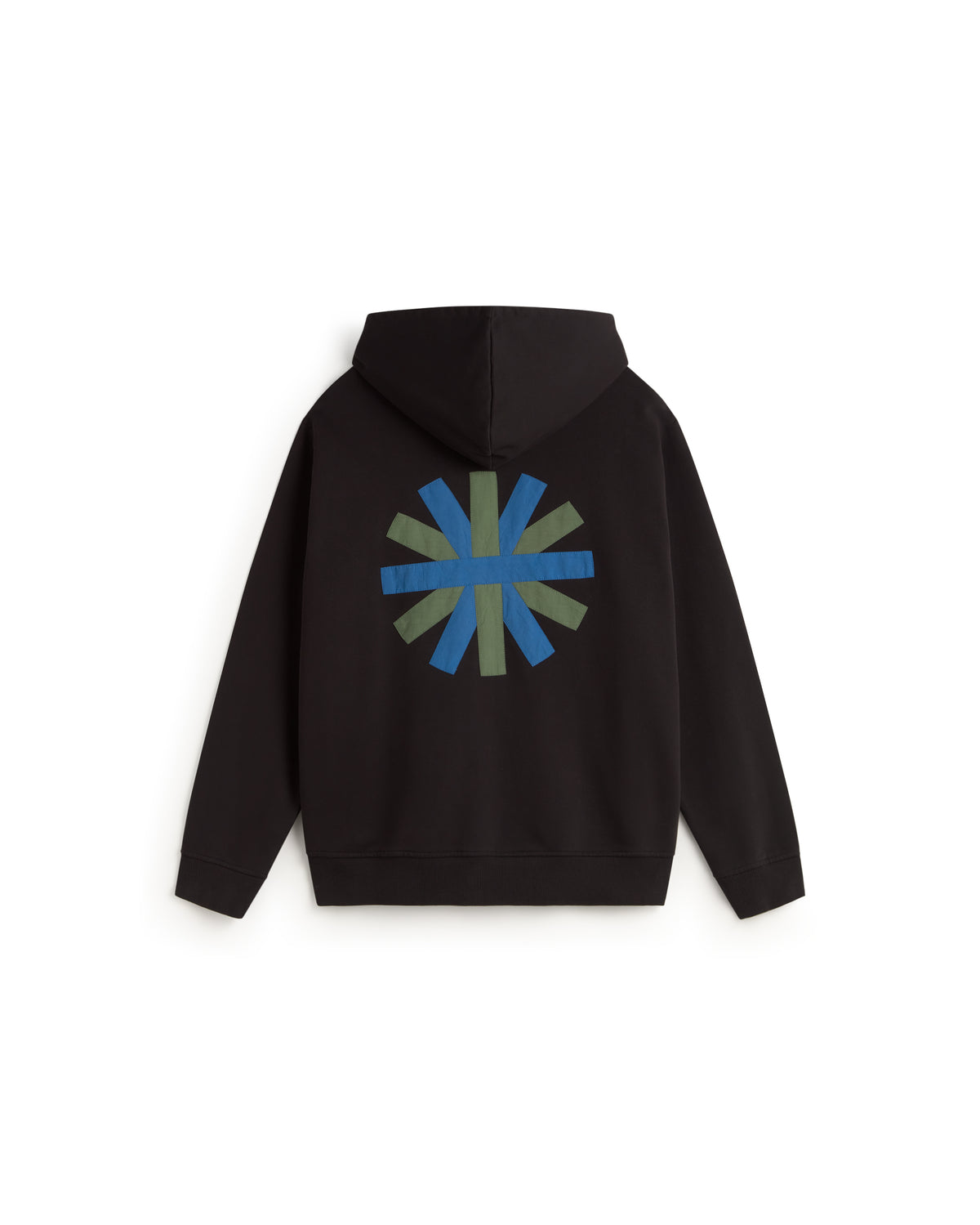 Sudadera negra patched sol espalda Simon sostenible silueta - 3