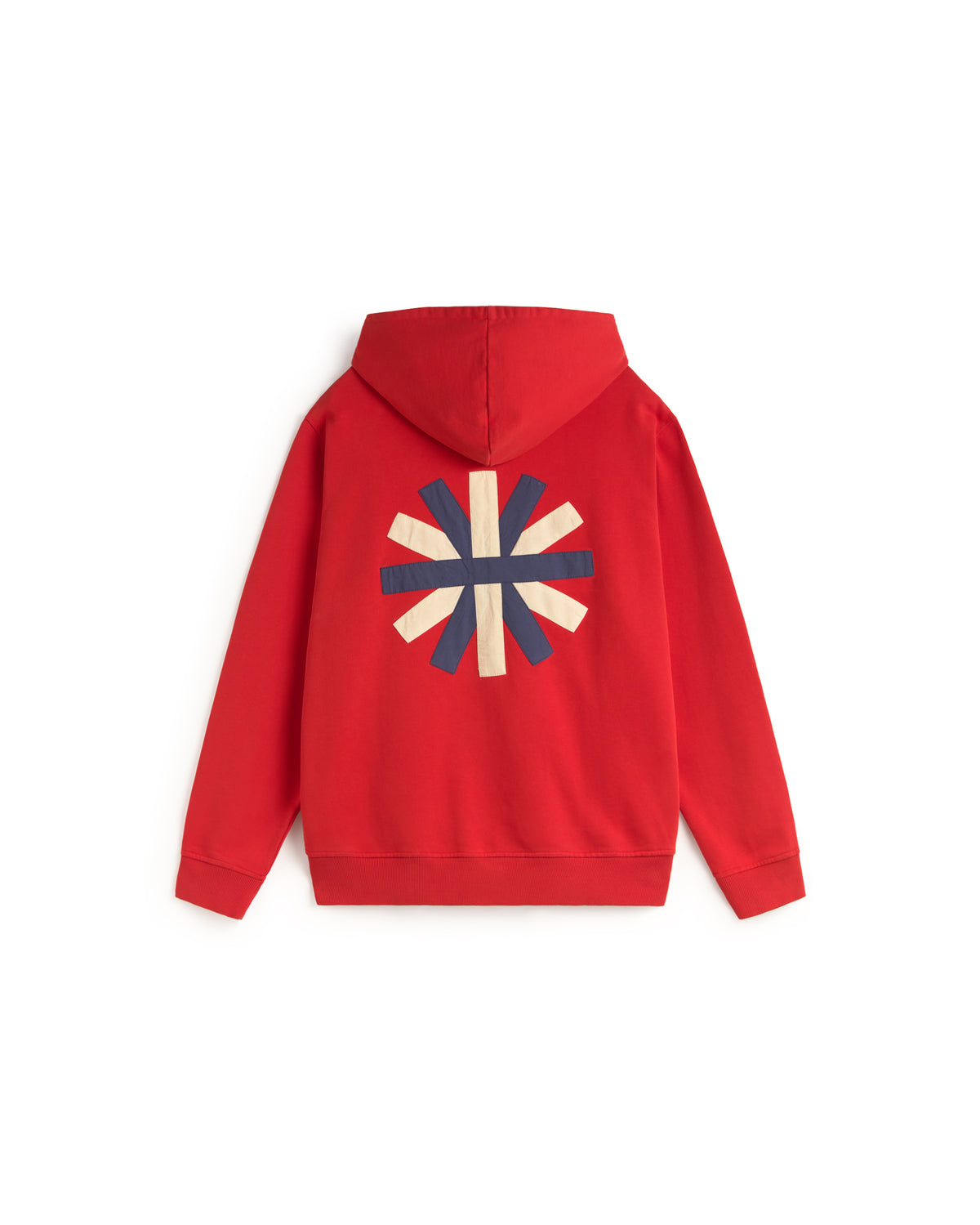 Sudadera roja patched sol espalda Simon sostenible silueta - 3