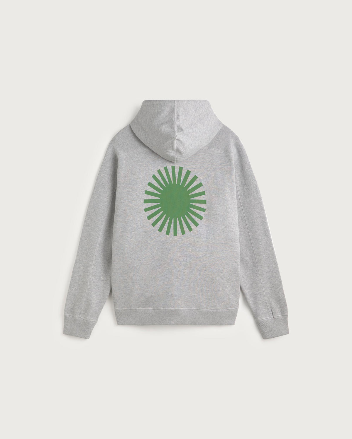 Sudadera gris sol verde espalda Garfu sostenible silueta - 3