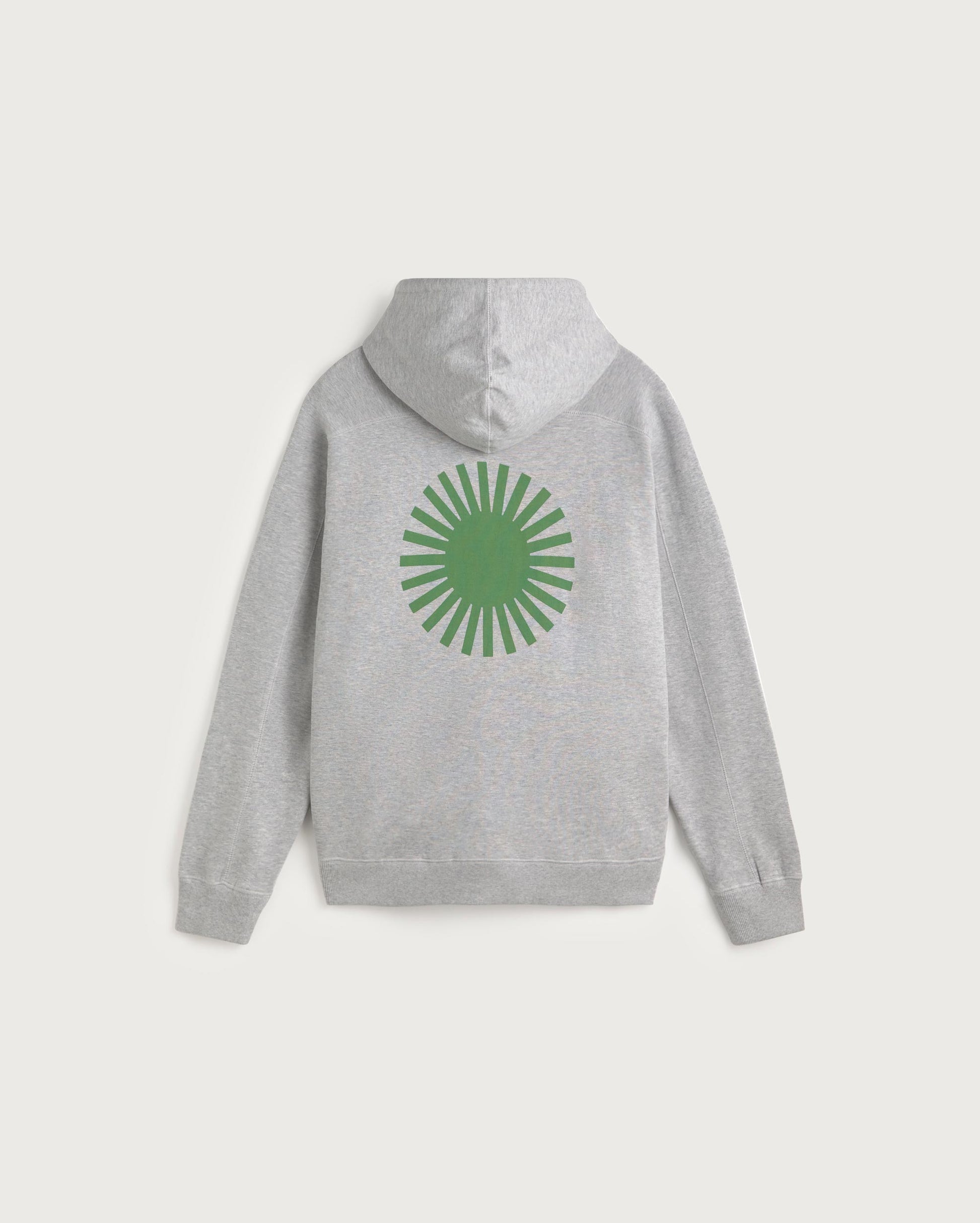 Sudadera gris sol verde espalda Garfu sostenible silueta - 3