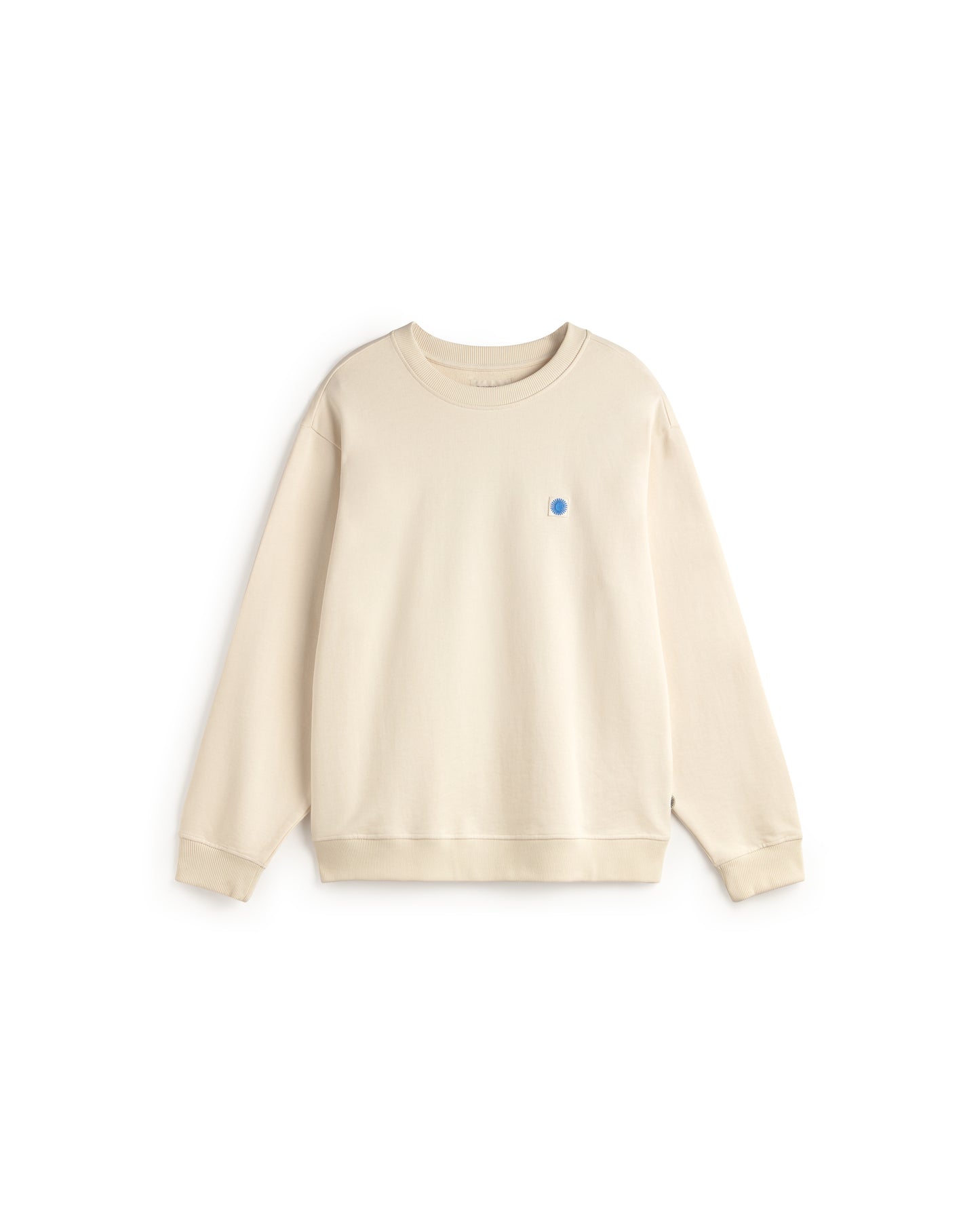 Sudadera cruda sol azul espalda Leon sostenible silueta - 1