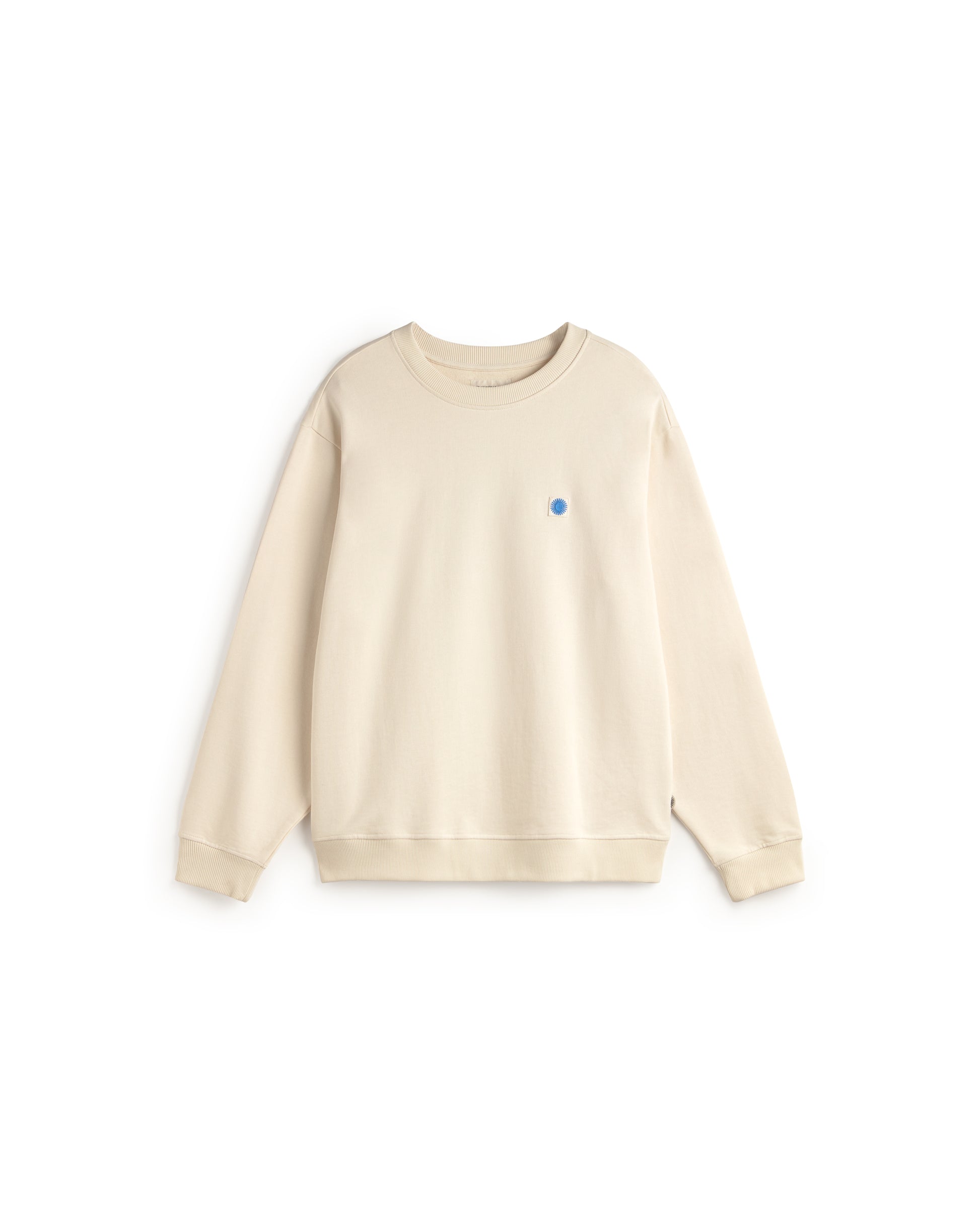 Sudadera cruda sol azul espalda Leon sostenible silueta - 1