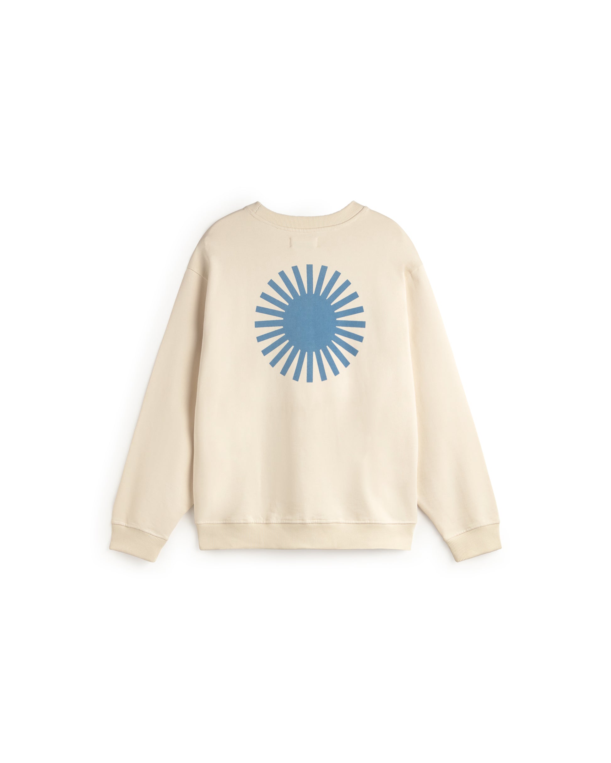 Sudadera cruda sol azul espalda Leon sostenible silueta - 2