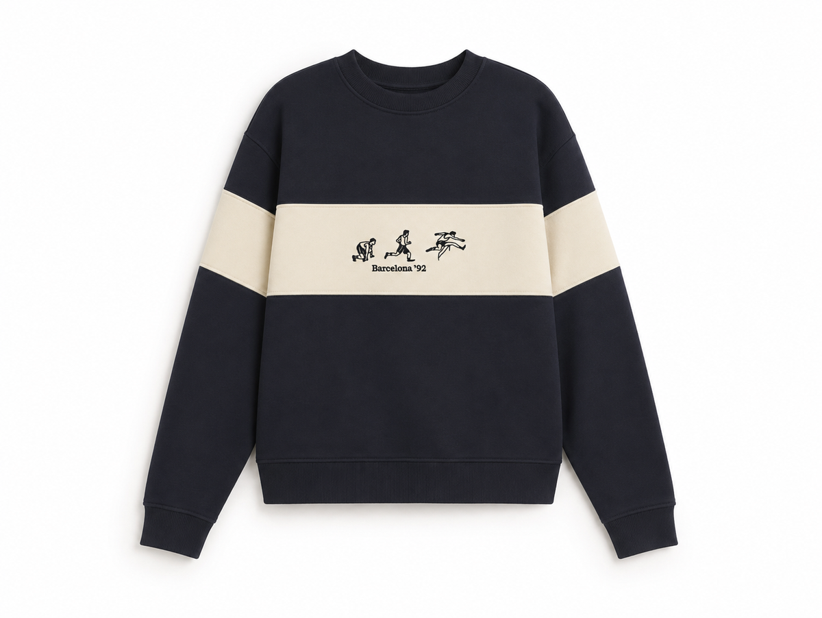 Sudadera bordada runner Leon sostenible silueta - 1