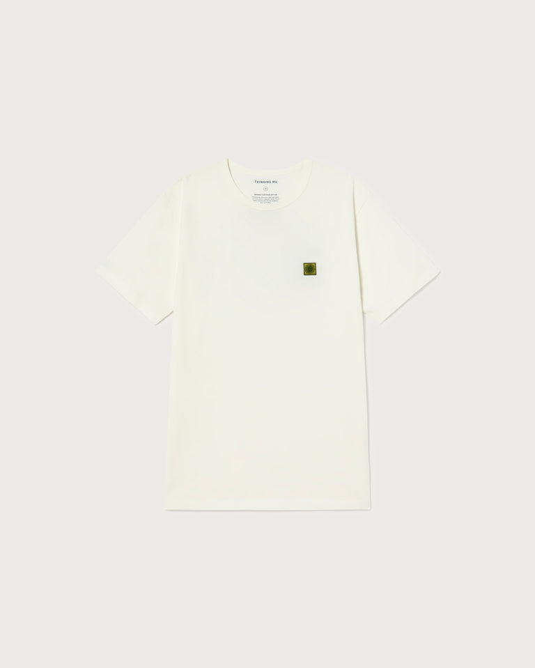 Camiseta blanca Sol verde-silueta