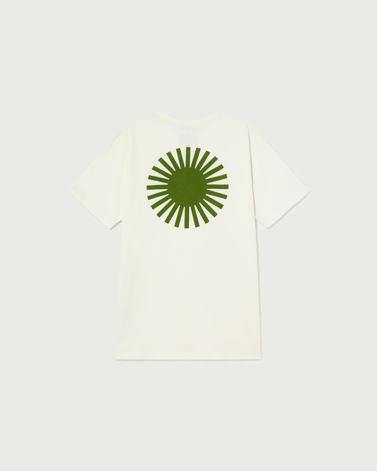 Camiseta blanca Sol verde-silueta 2