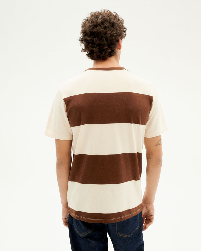 Camiseta marrón rayas sostenible-5